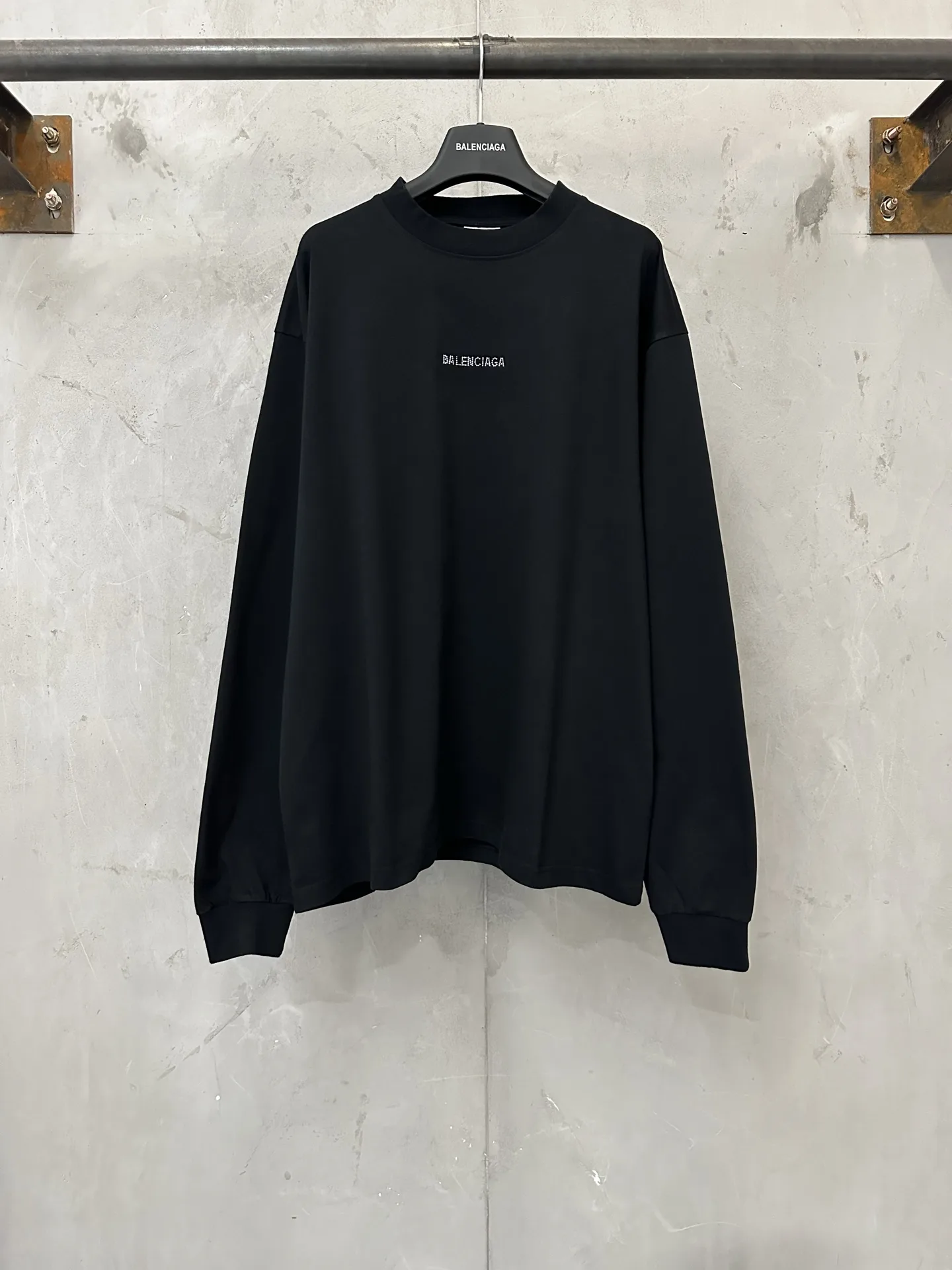 Rhinestone Logo Long-Sleeve T-Shirt D23023152