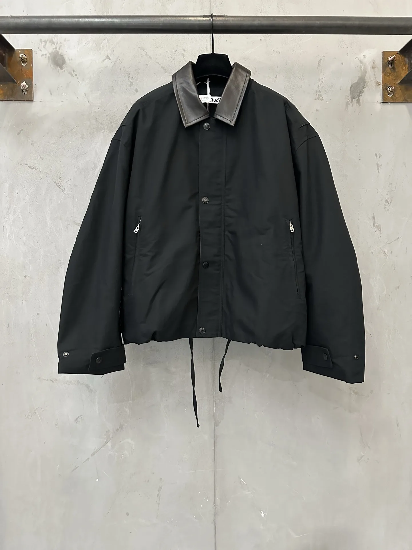 Leather-Trimmed Cotton Twill Jacket D44023141