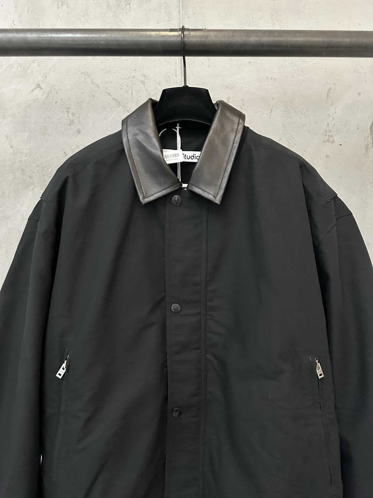 Leather-Trimmed Cotton Twill Jacket D44023141 — view 3