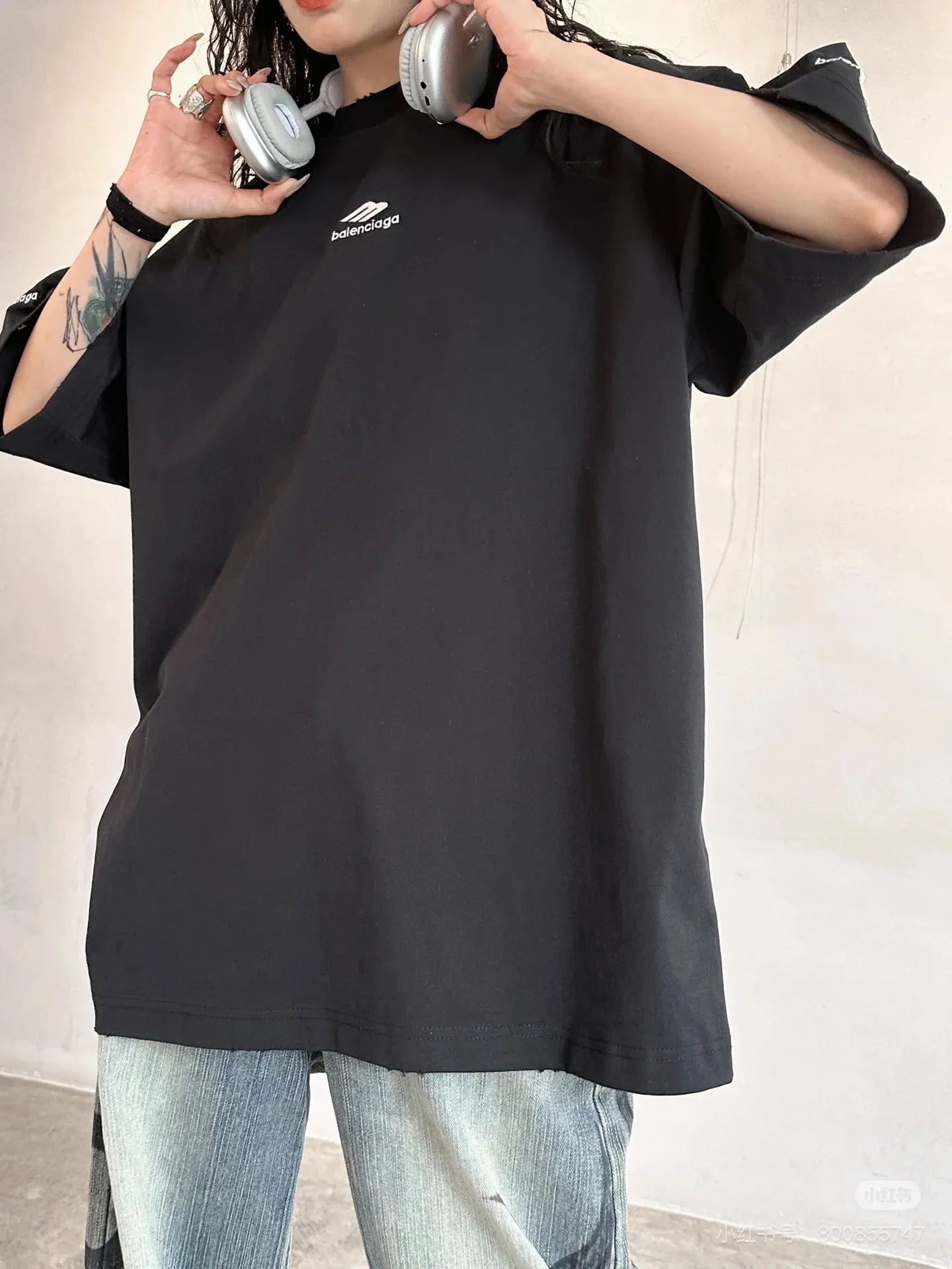 Logo Embroidery Oversized Cotton T-Shirt D15018722 — view 4