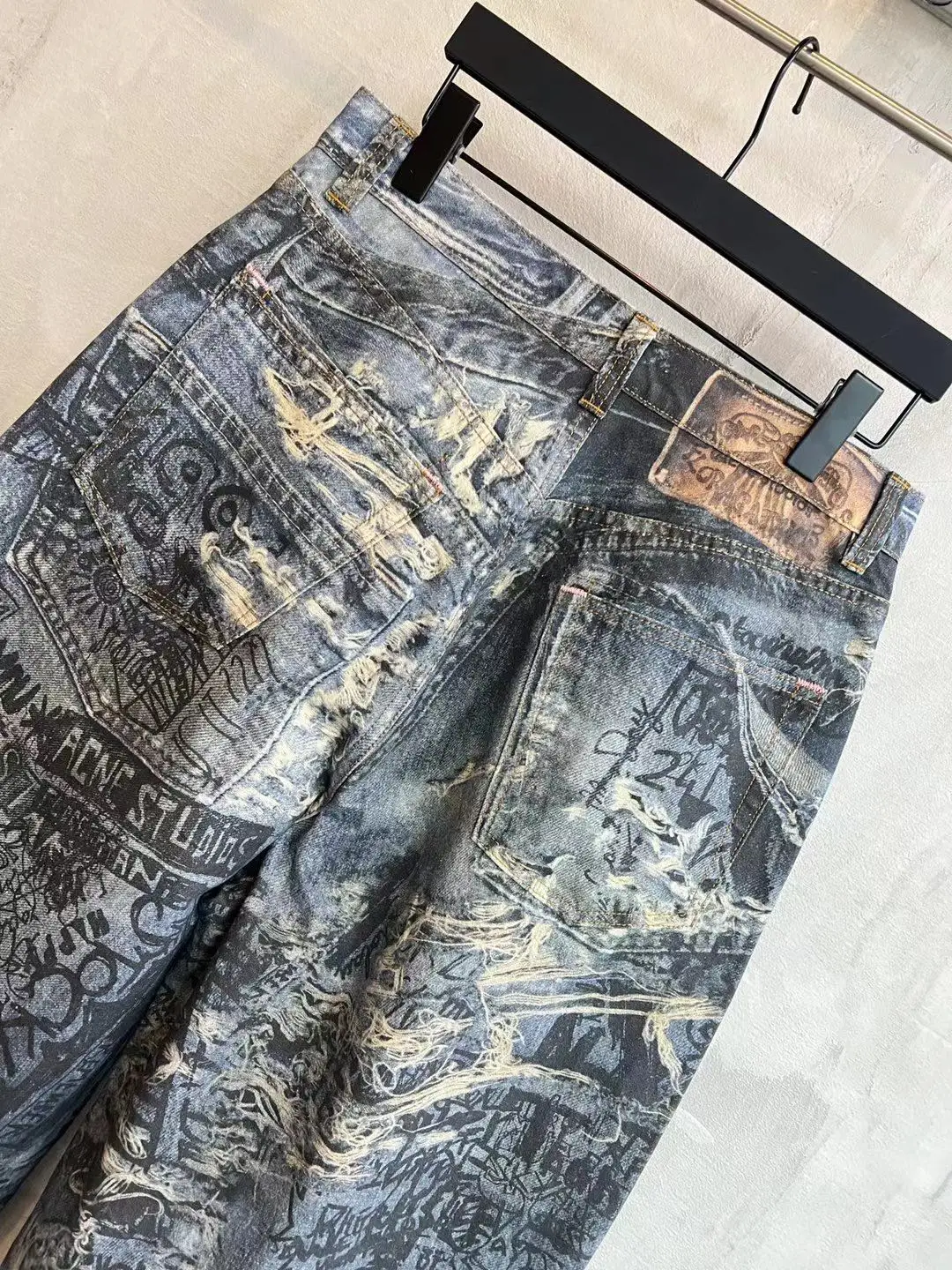 Digital Print Wide-Leg Jeans D25518638 — view 25