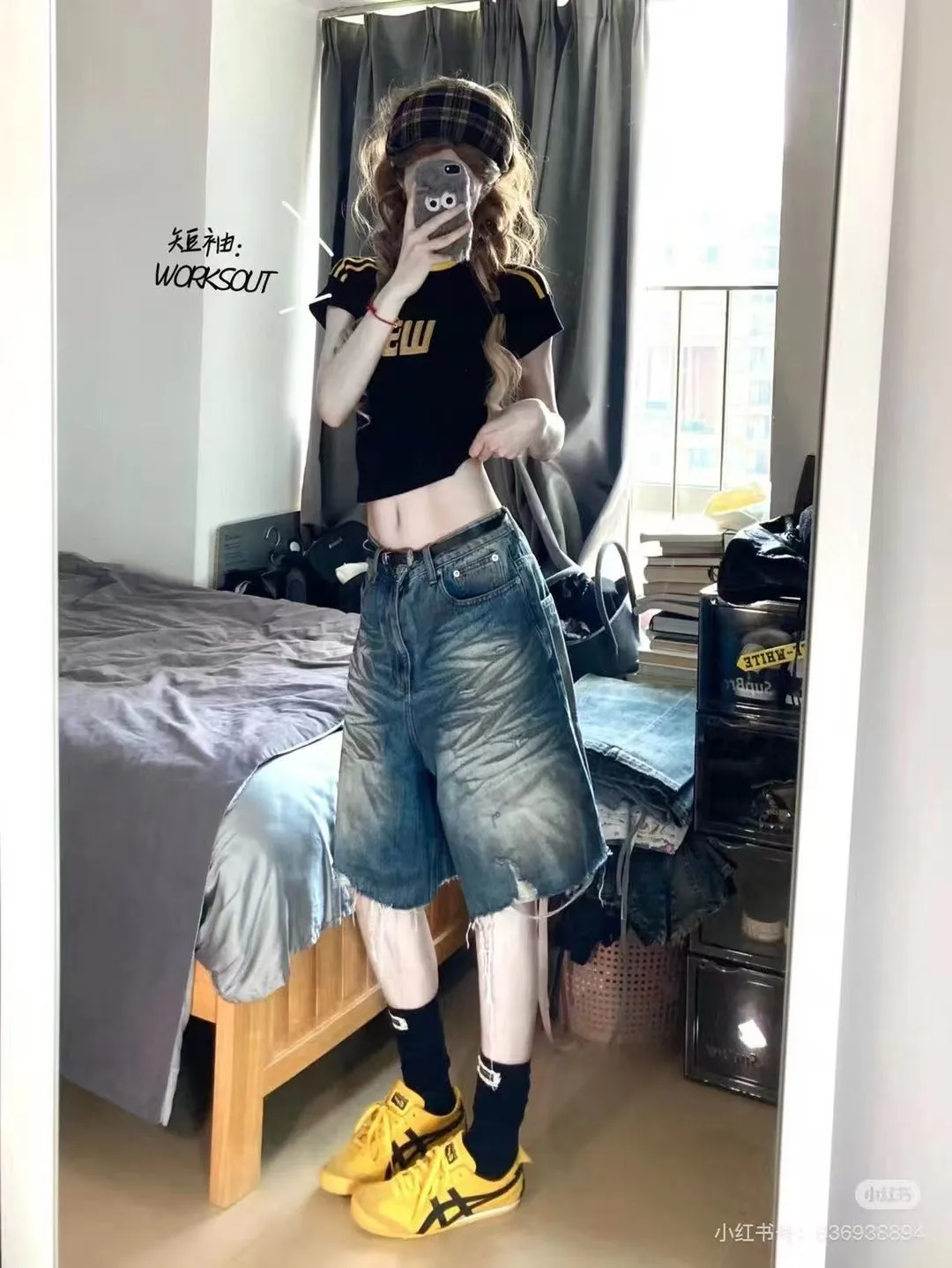 Grailz Project Distressed Patchwork Denim Shorts D24018640 — view 3