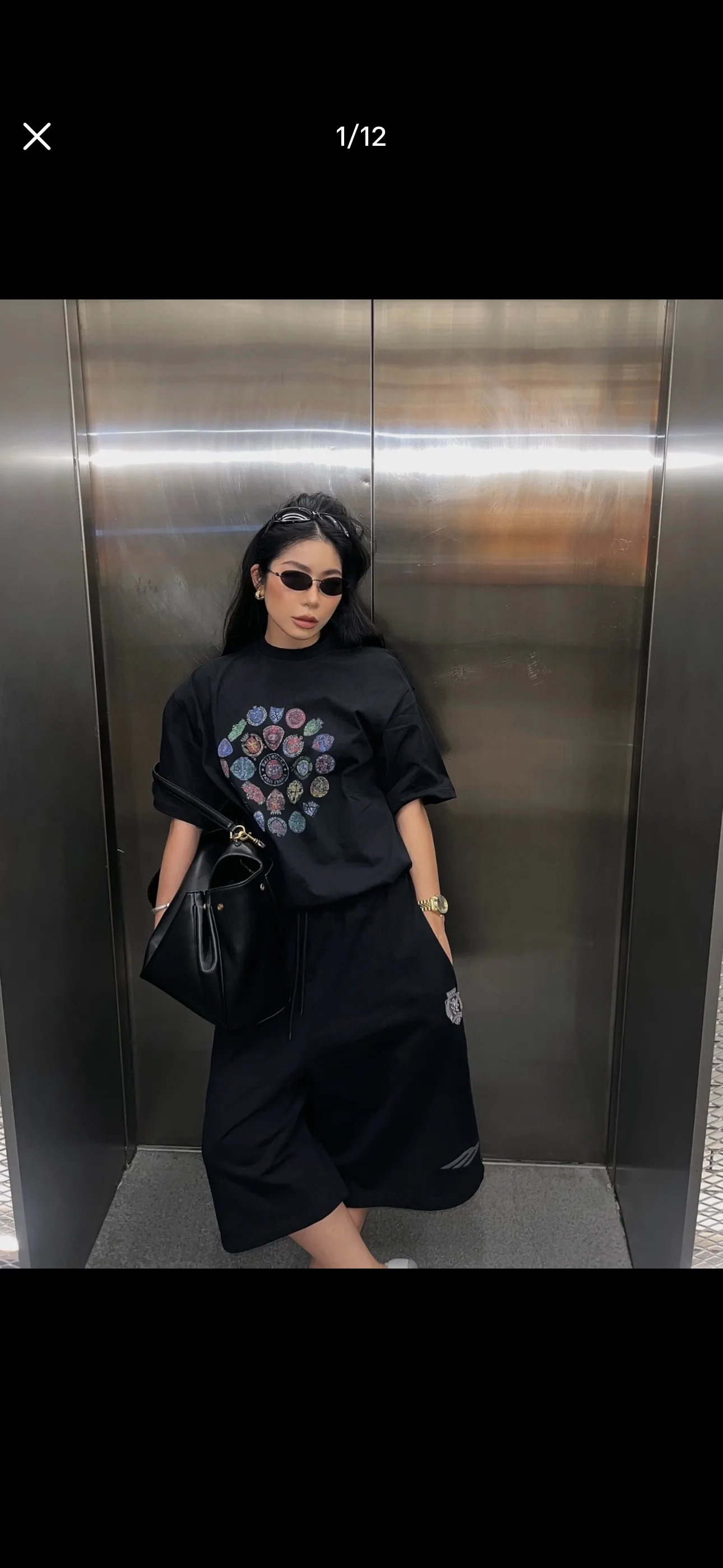Crest Logo Graphic Oversized T-Shirt D15518724 — view 9