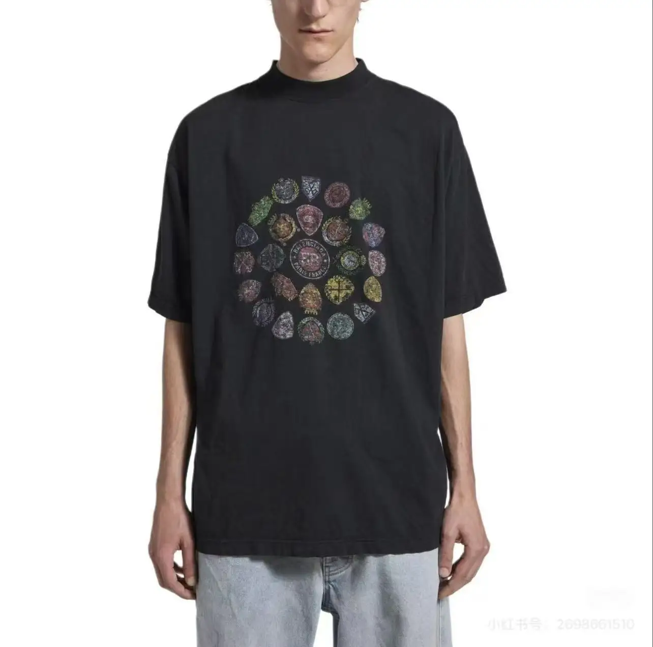 Crest Logo Graphic Oversized T-Shirt D15518723