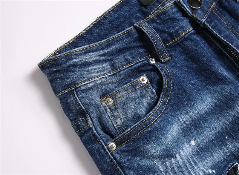 Logo Patch Paint-Splatter Slim-Fit Jeans D14521829 — view 4