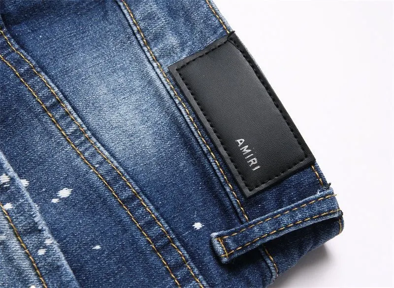 Logo Patch Paint-Splatter Slim-Fit Jeans D14521829 — view 7