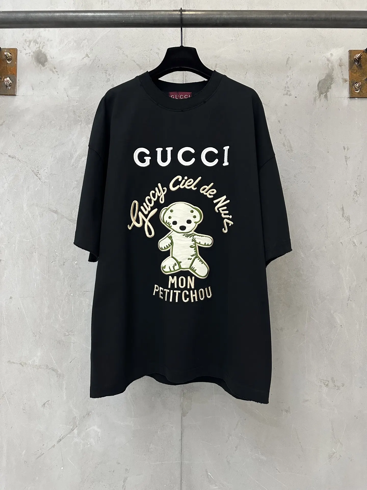 Teddy Bear Embroidered Cotton T-Shirt D18011546