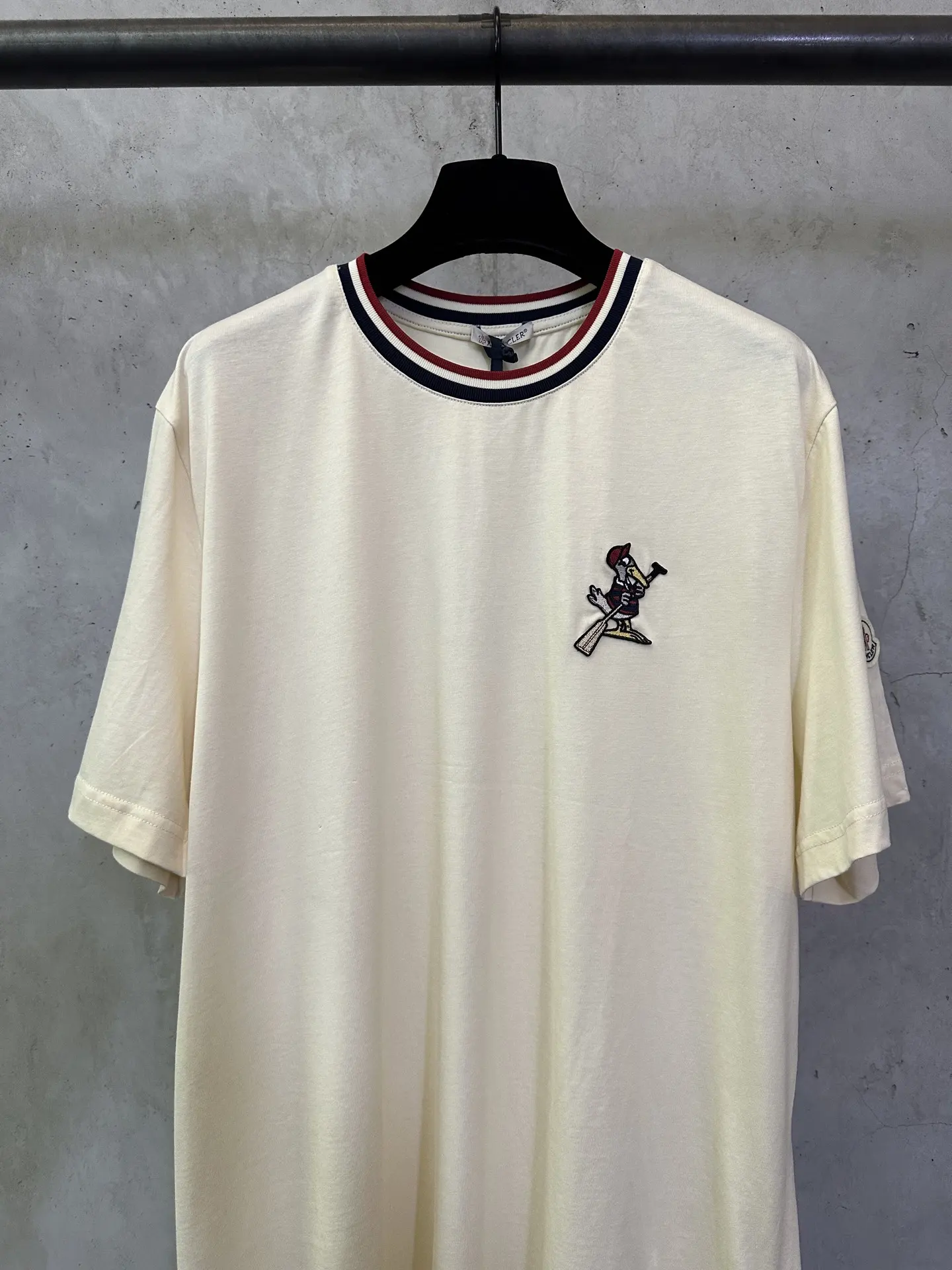 Embroidered Cotton T-Shirt with Tipped Collar D21012452 — view 3