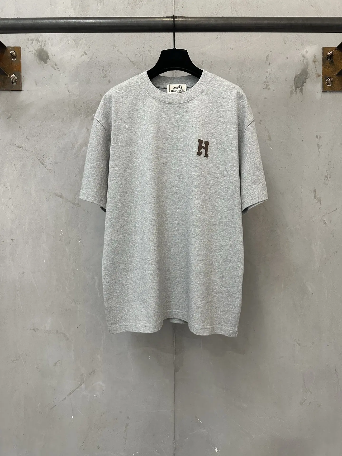 Leather Patch Heavyweight Cotton T-Shirt D21020507