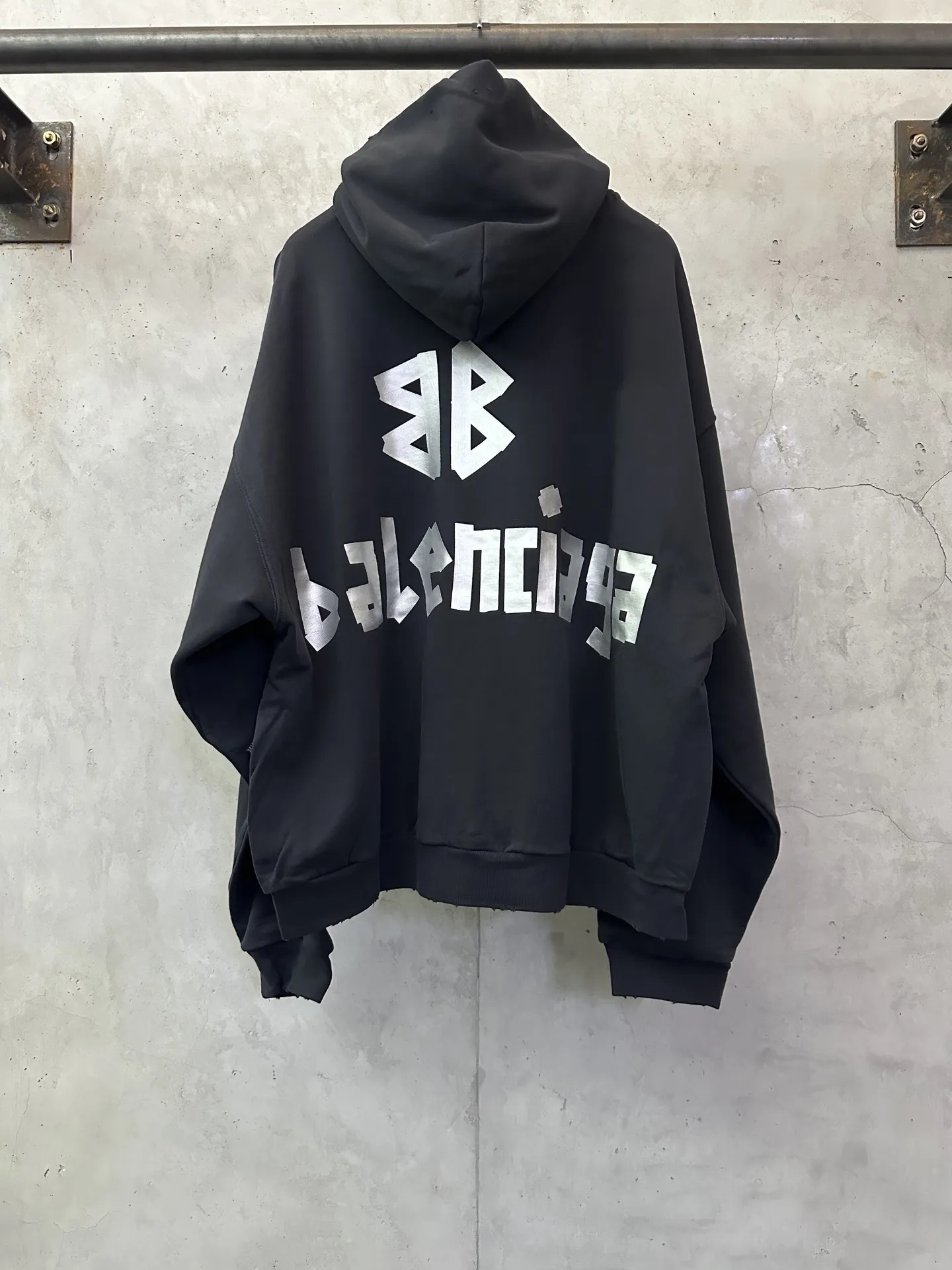 Distressed Logo-Print Cotton-Fleece Hoodie D32018938 — view 2