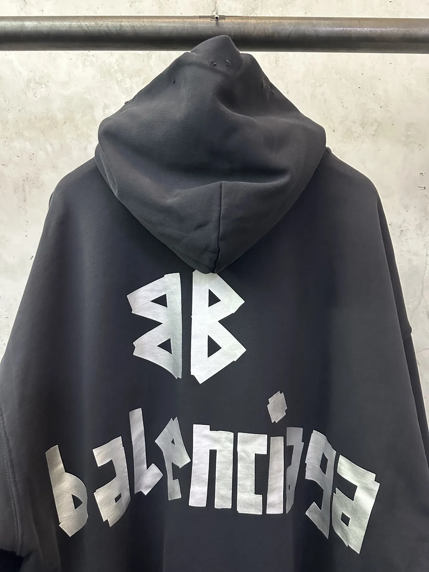 Distressed Logo-Print Cotton-Fleece Hoodie D32018938 — view 5