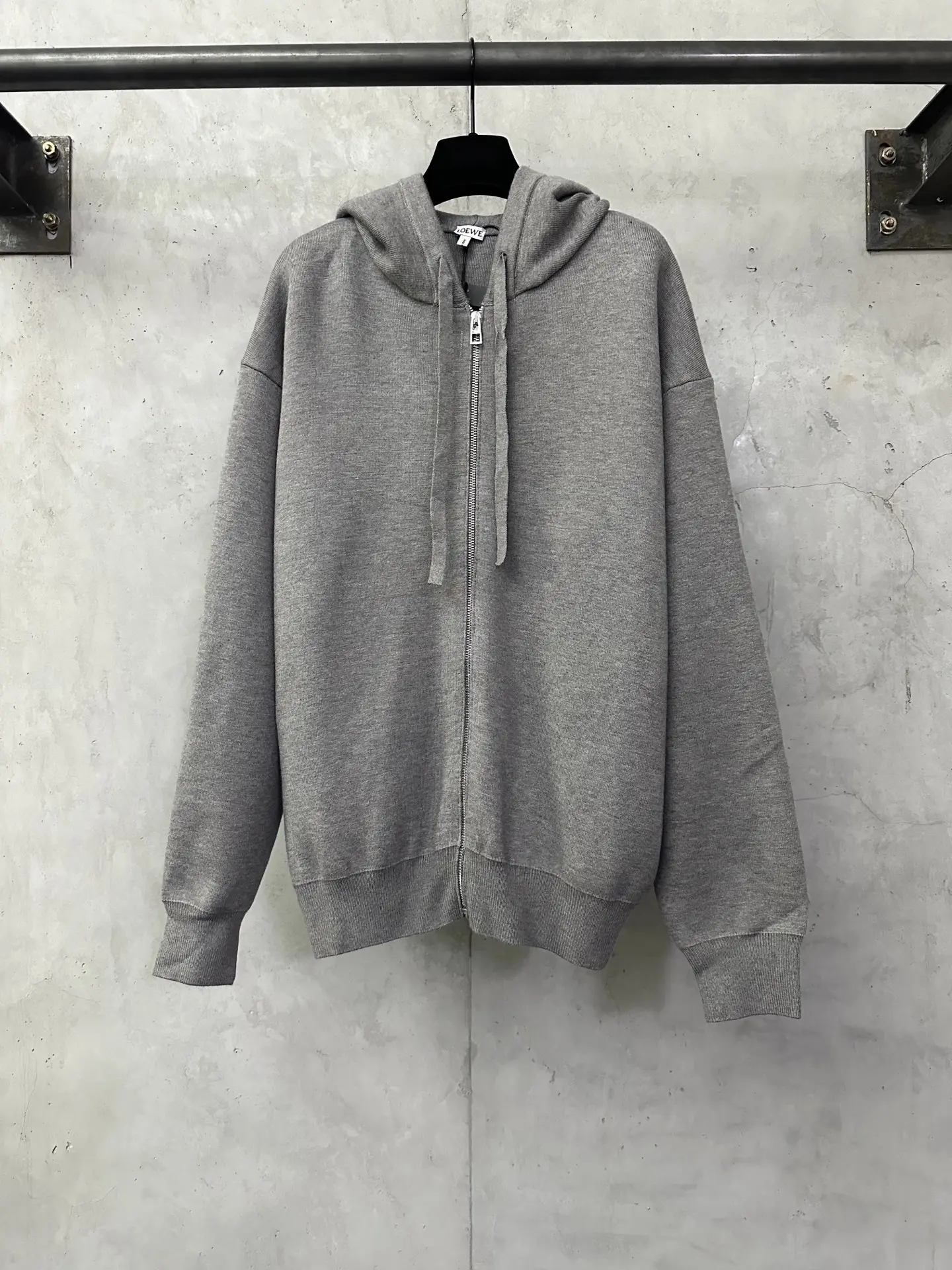 Embroidered Logo Merino Wool Zip-Up Hoodie D35023087