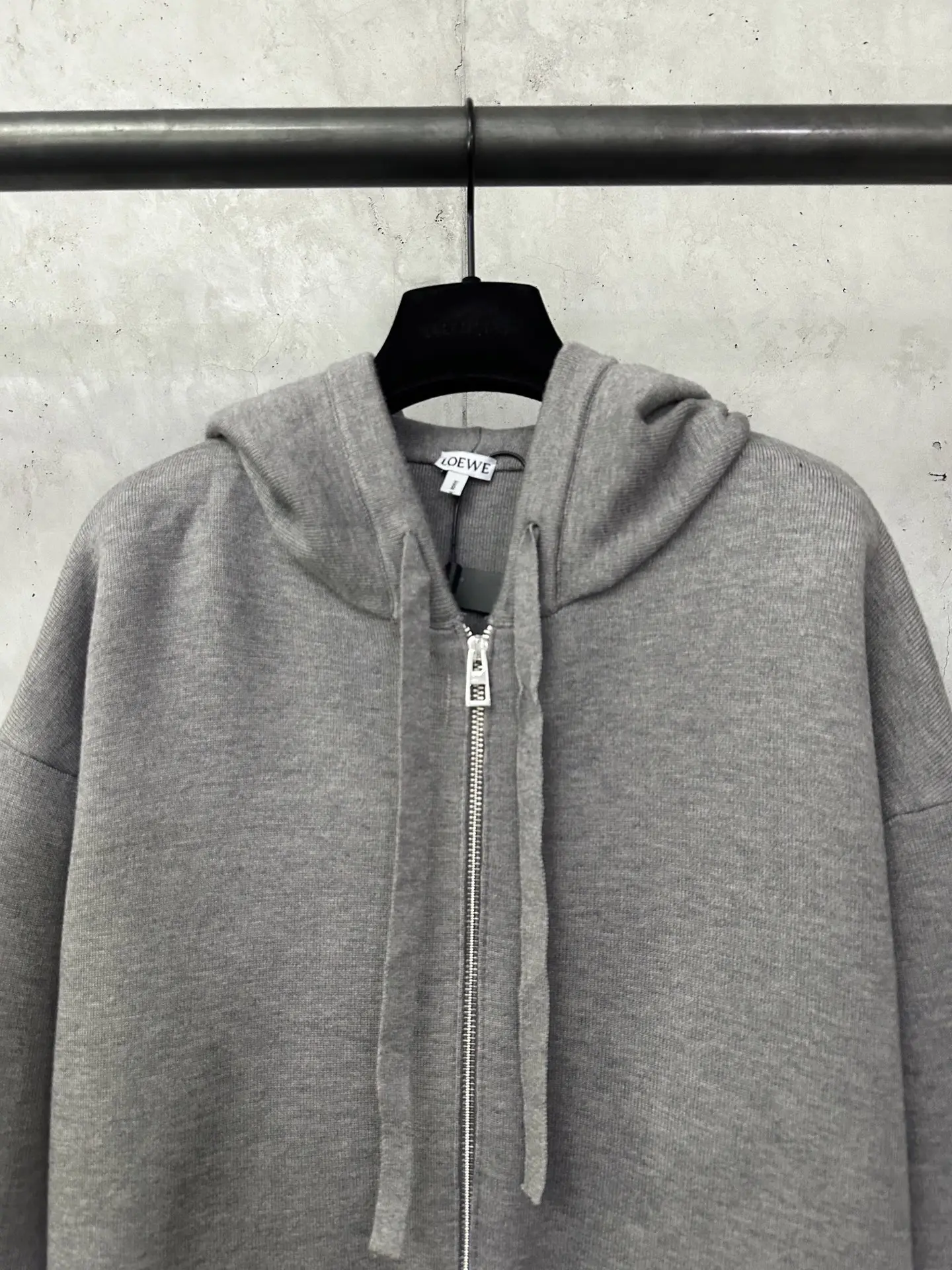 Embroidered Logo Merino Wool Zip-Up Hoodie D35023087 — view 3