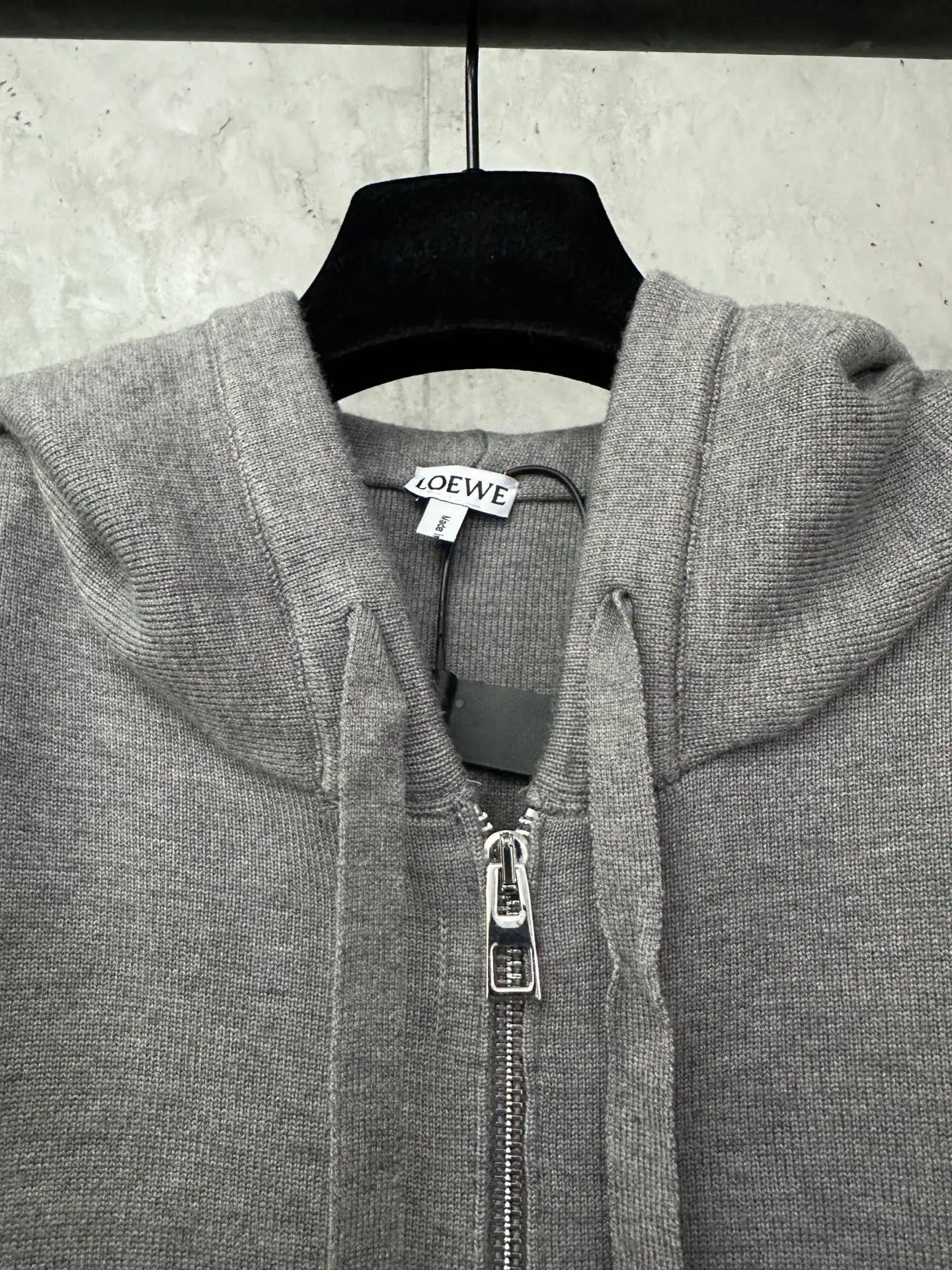Embroidered Logo Merino Wool Zip-Up Hoodie D35023087 — view 7