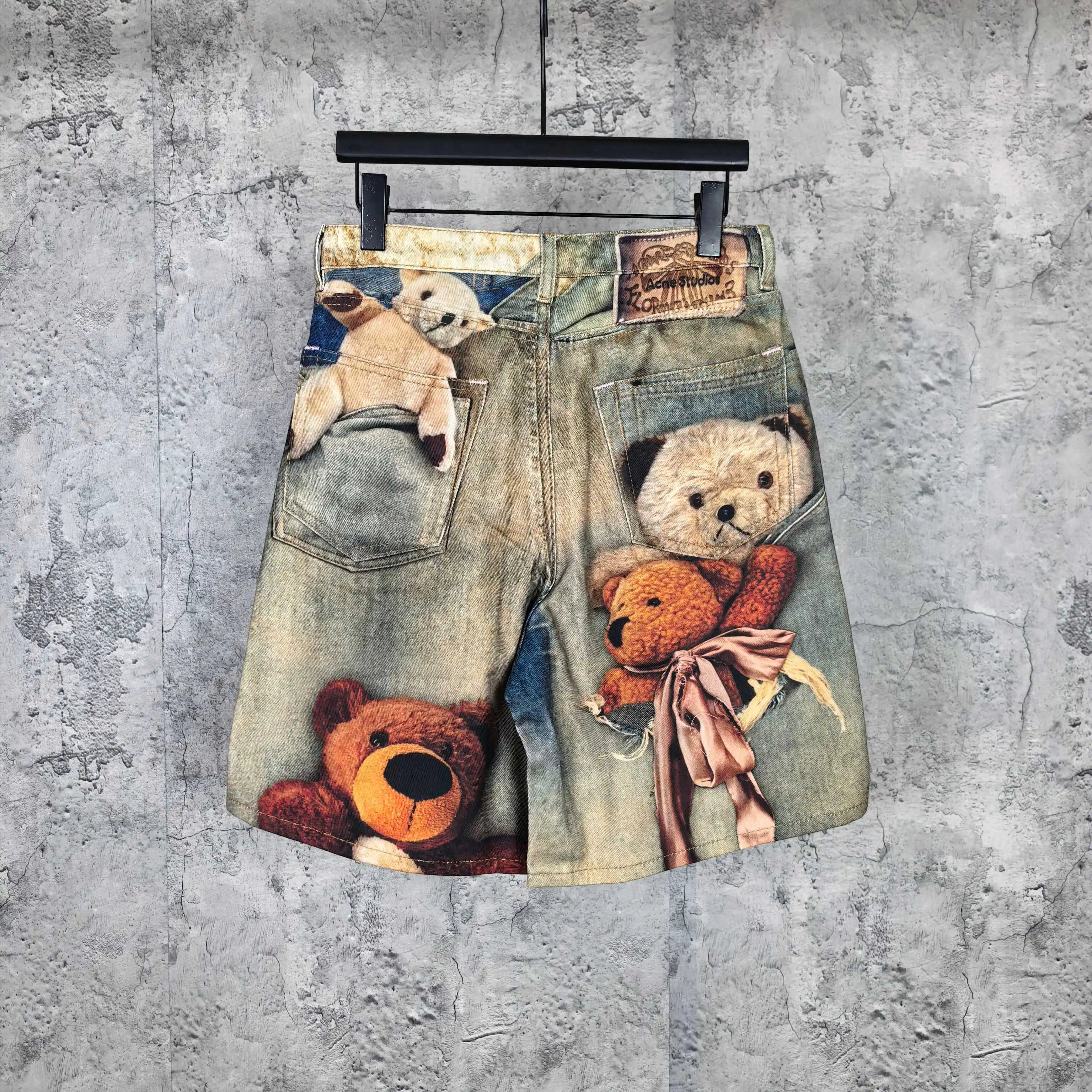 1981 Teddy Bear Print Denim Shorts D24523226 — view 2