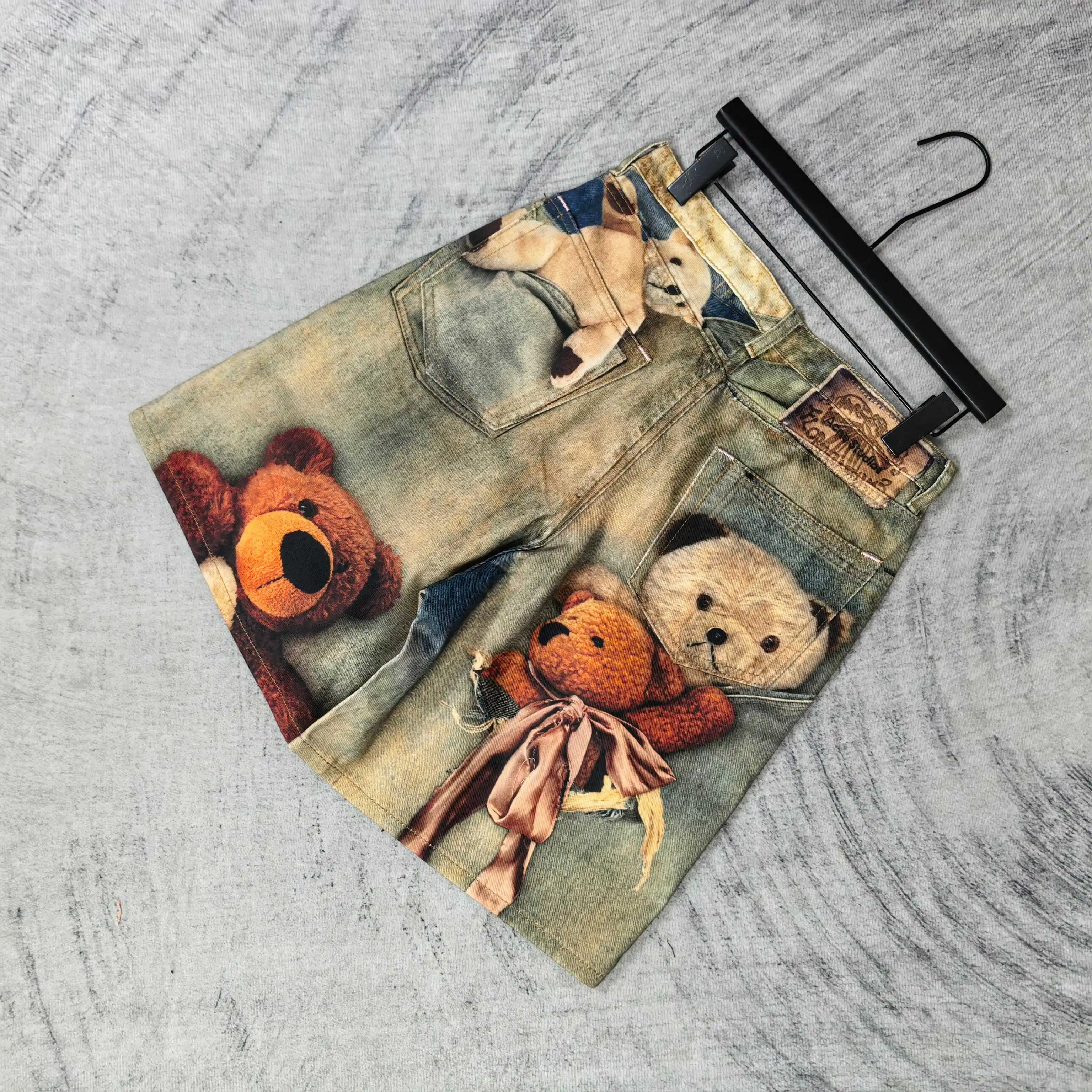 1981 Teddy Bear Print Denim Shorts D24523226 — view 5