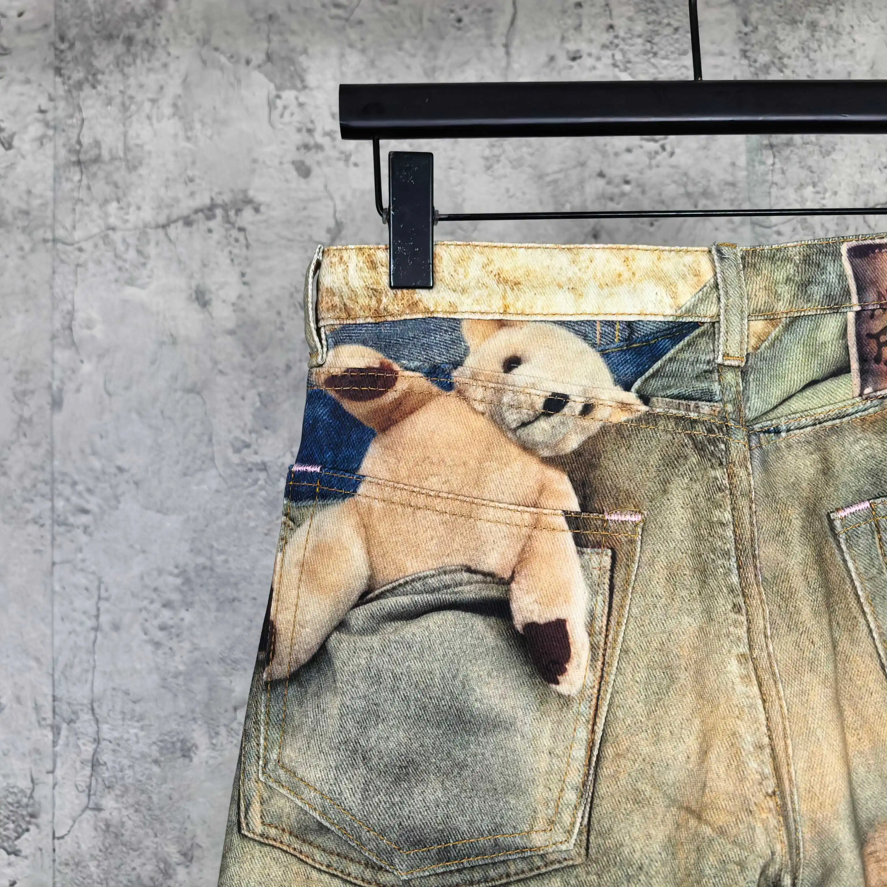 1981 Teddy Bear Print Denim Shorts D24523226 — view 11