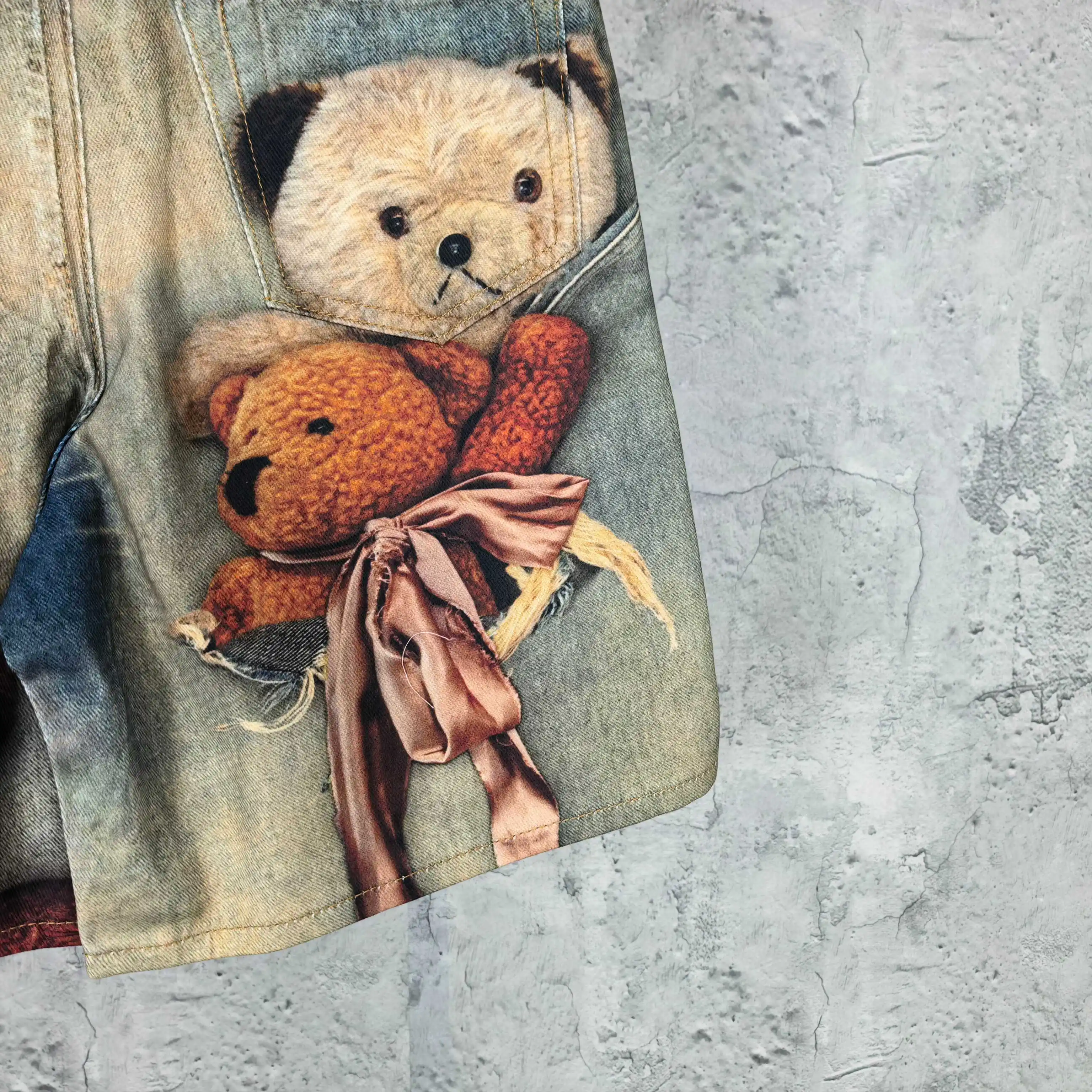 1981 Teddy Bear Print Denim Shorts D24523226 — view 12