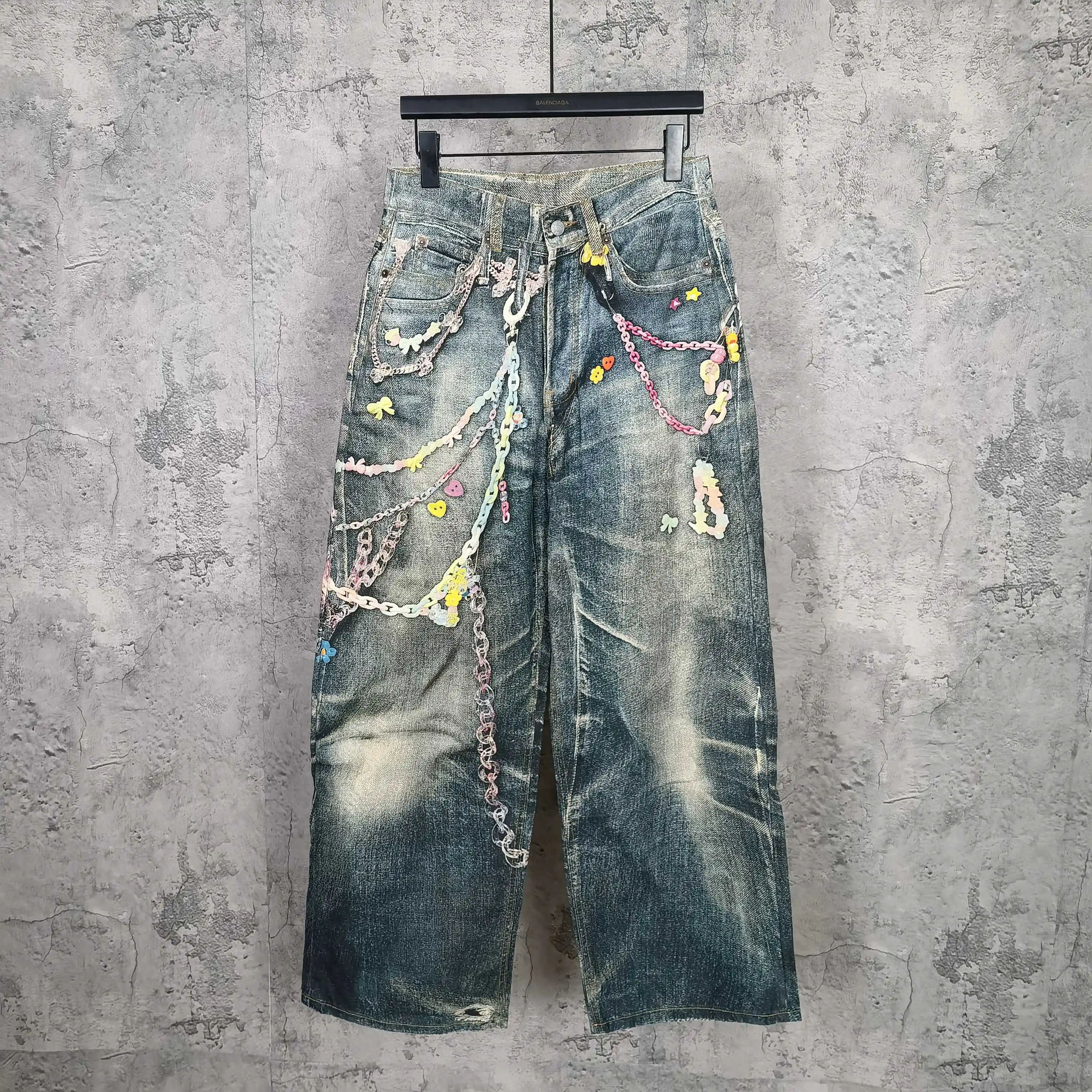 1981 Trompe L'oeil Candy Print Wide-Leg Jeans D25523201