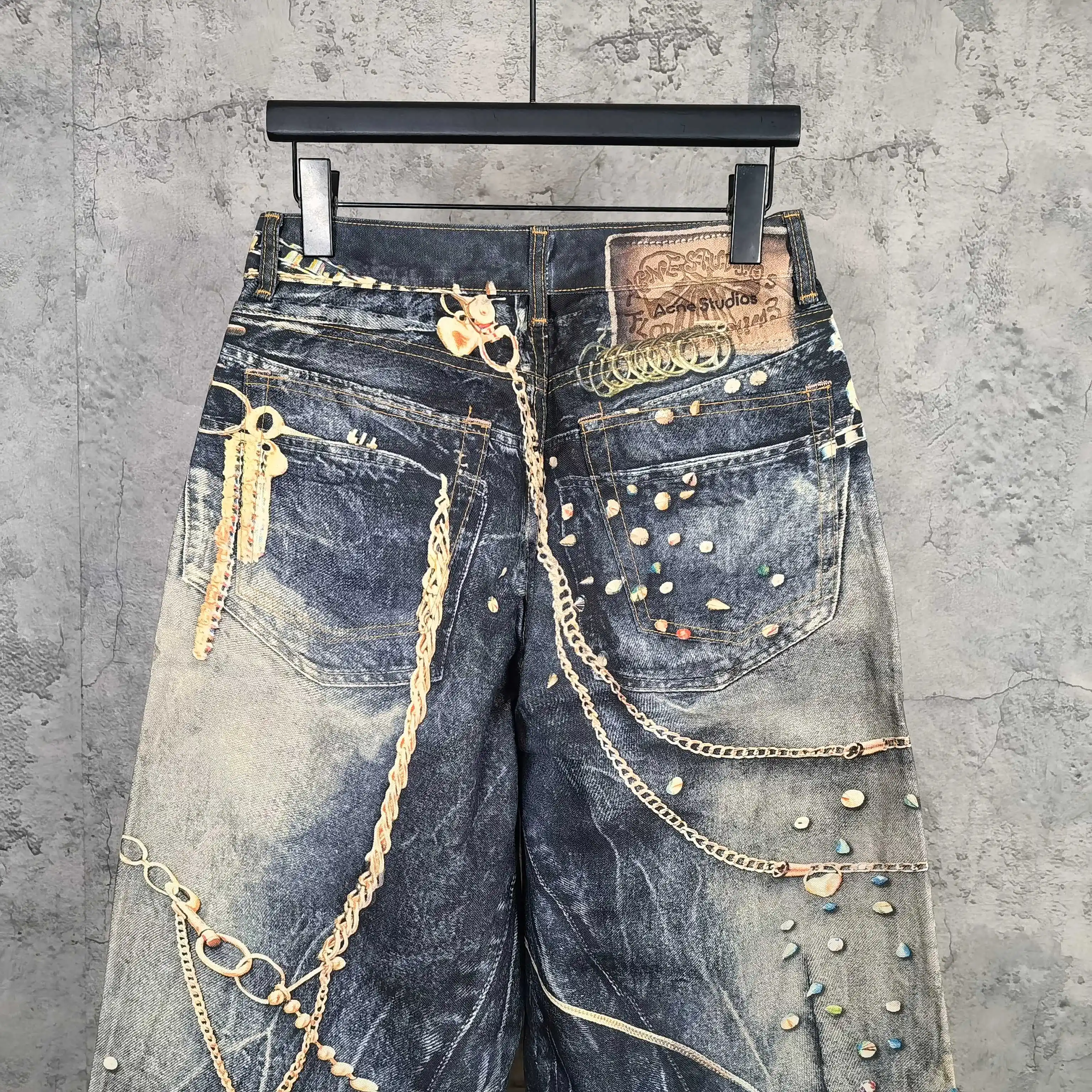 Trompe L'oeil Chain Print Wide-Leg Jeans D26023243 — view 6