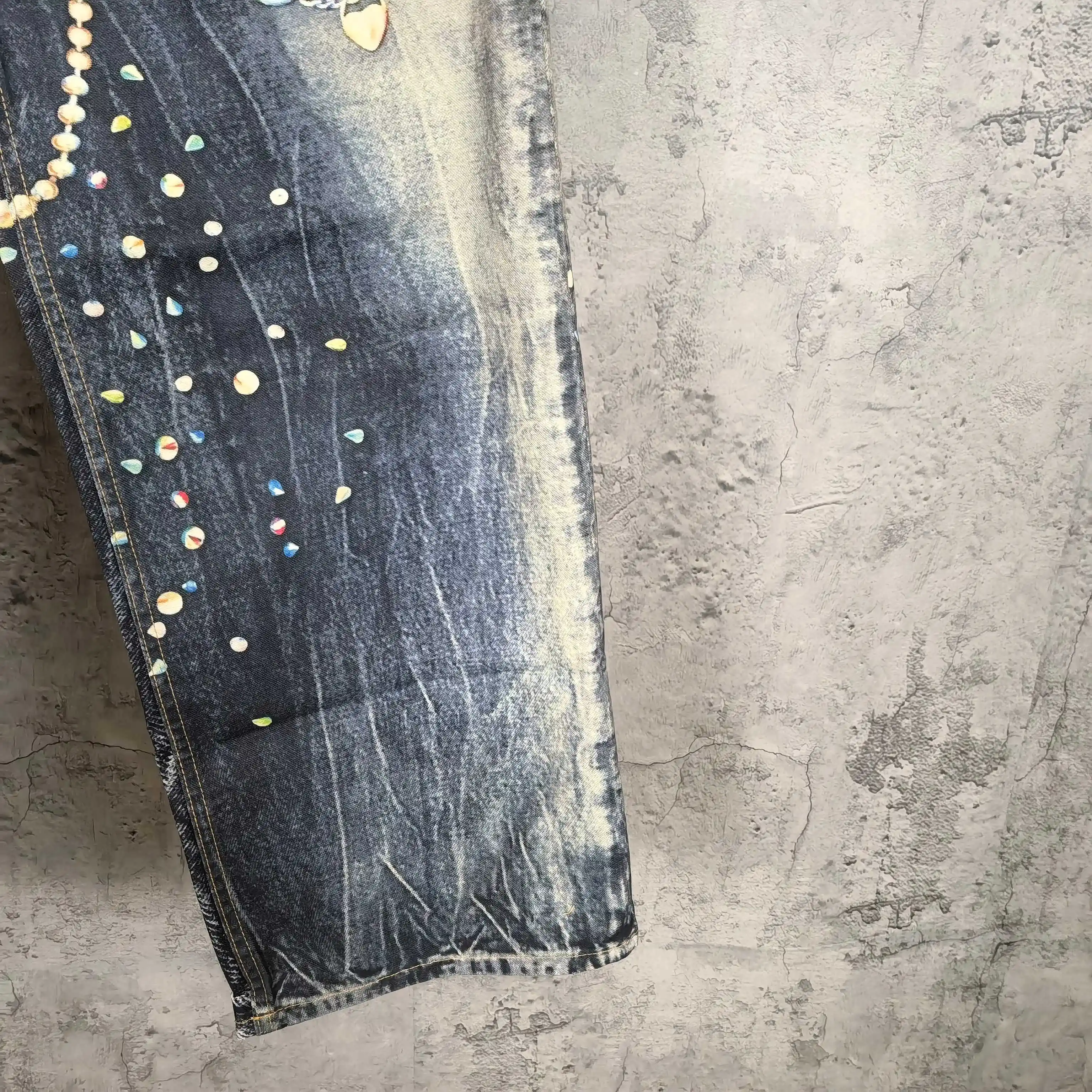 Trompe L'oeil Chain Print Wide-Leg Jeans D26023243 — view 12