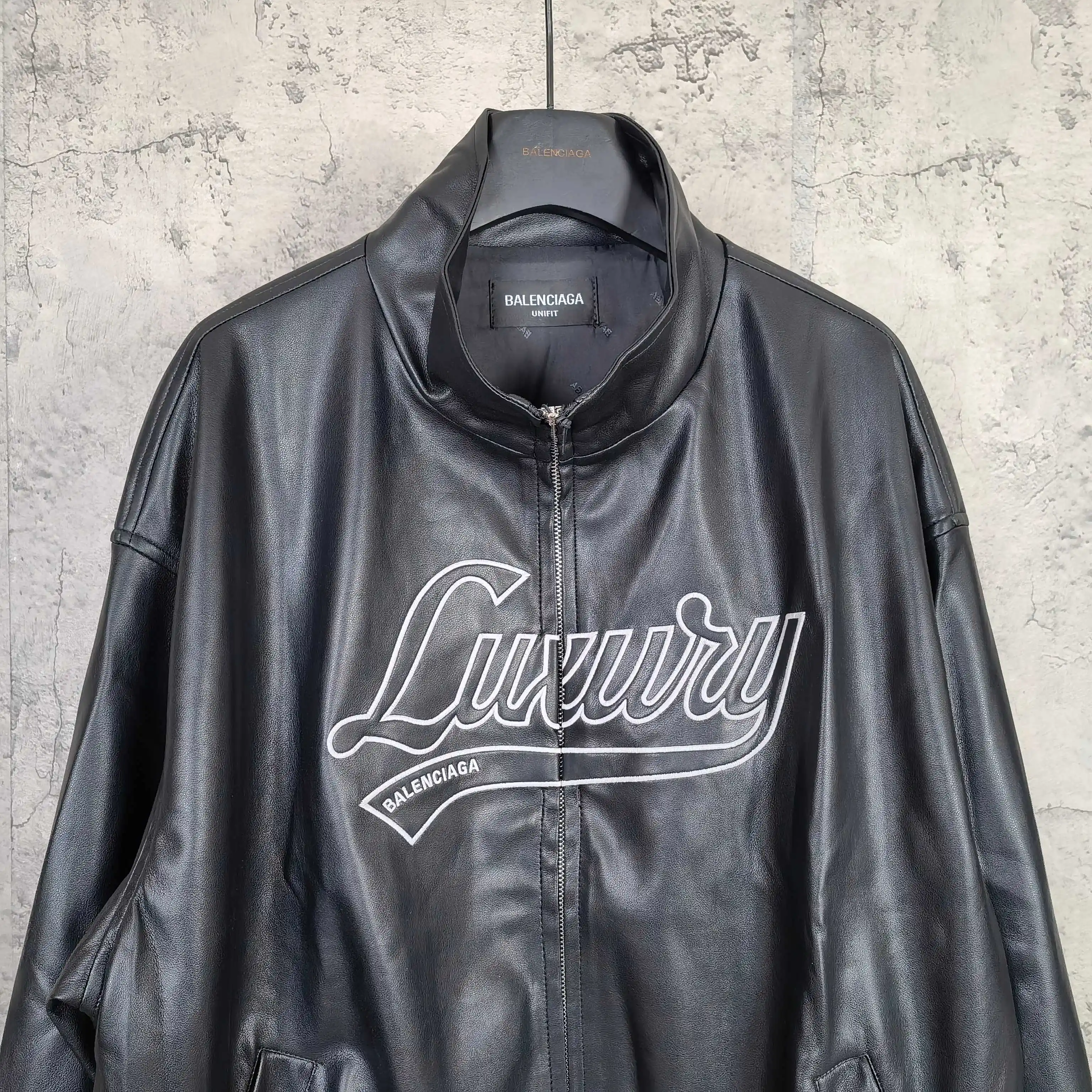 Layered Volume Embroidered Faux-Leather Bomber Jacket D31023166 — view 3