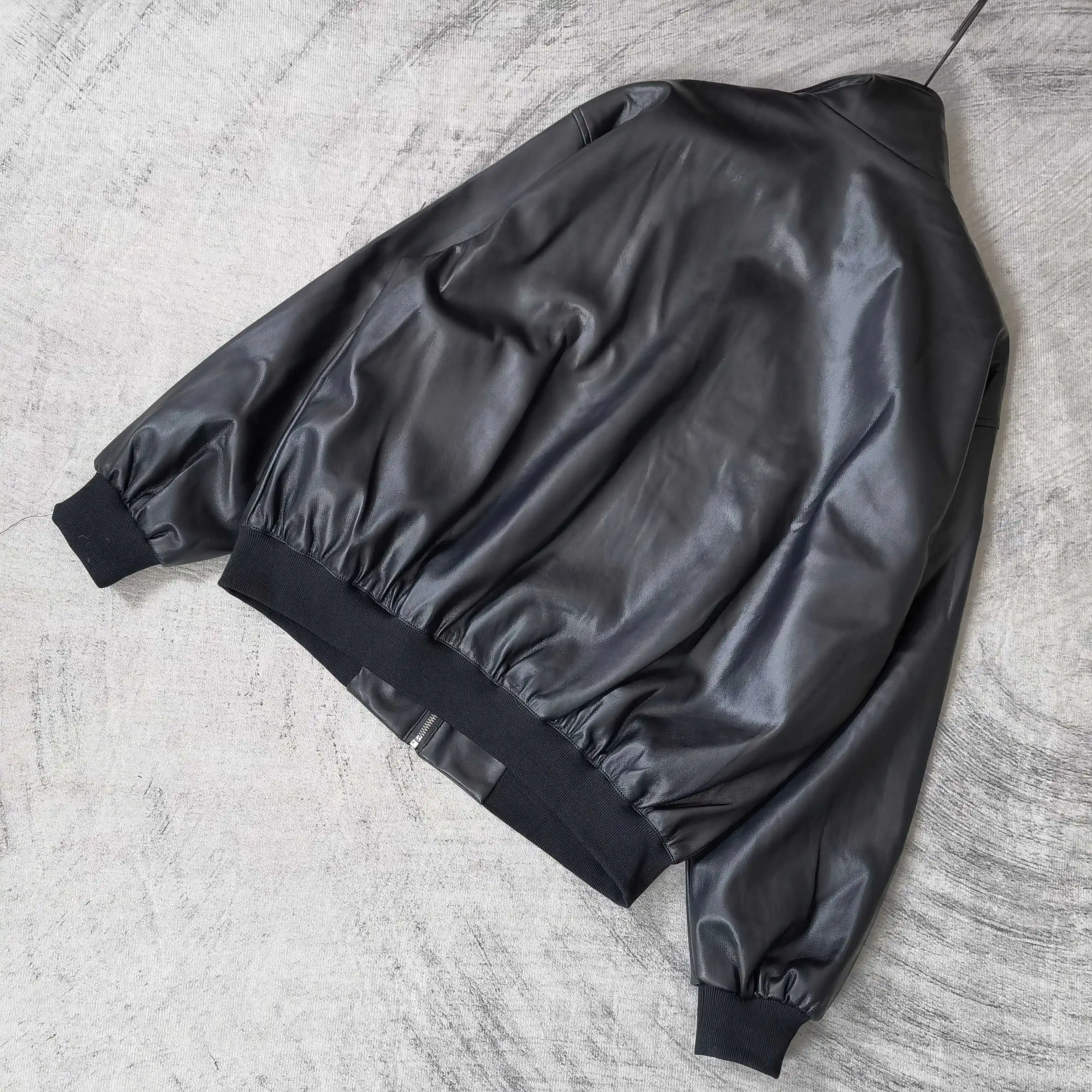 Layered Volume Embroidered Faux-Leather Bomber Jacket D31023166 — view 5