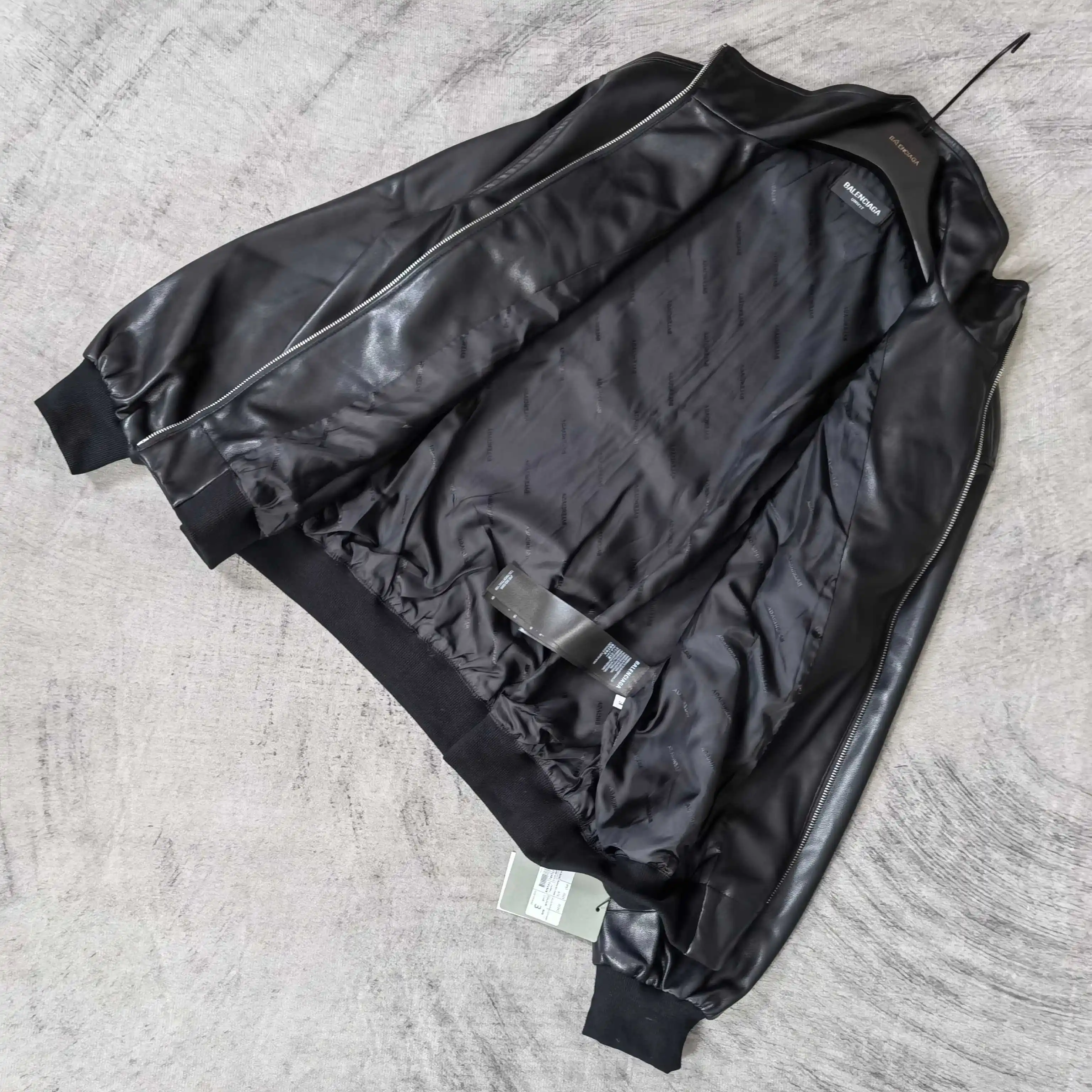 Layered Volume Embroidered Faux-Leather Bomber Jacket D31023166 — view 6