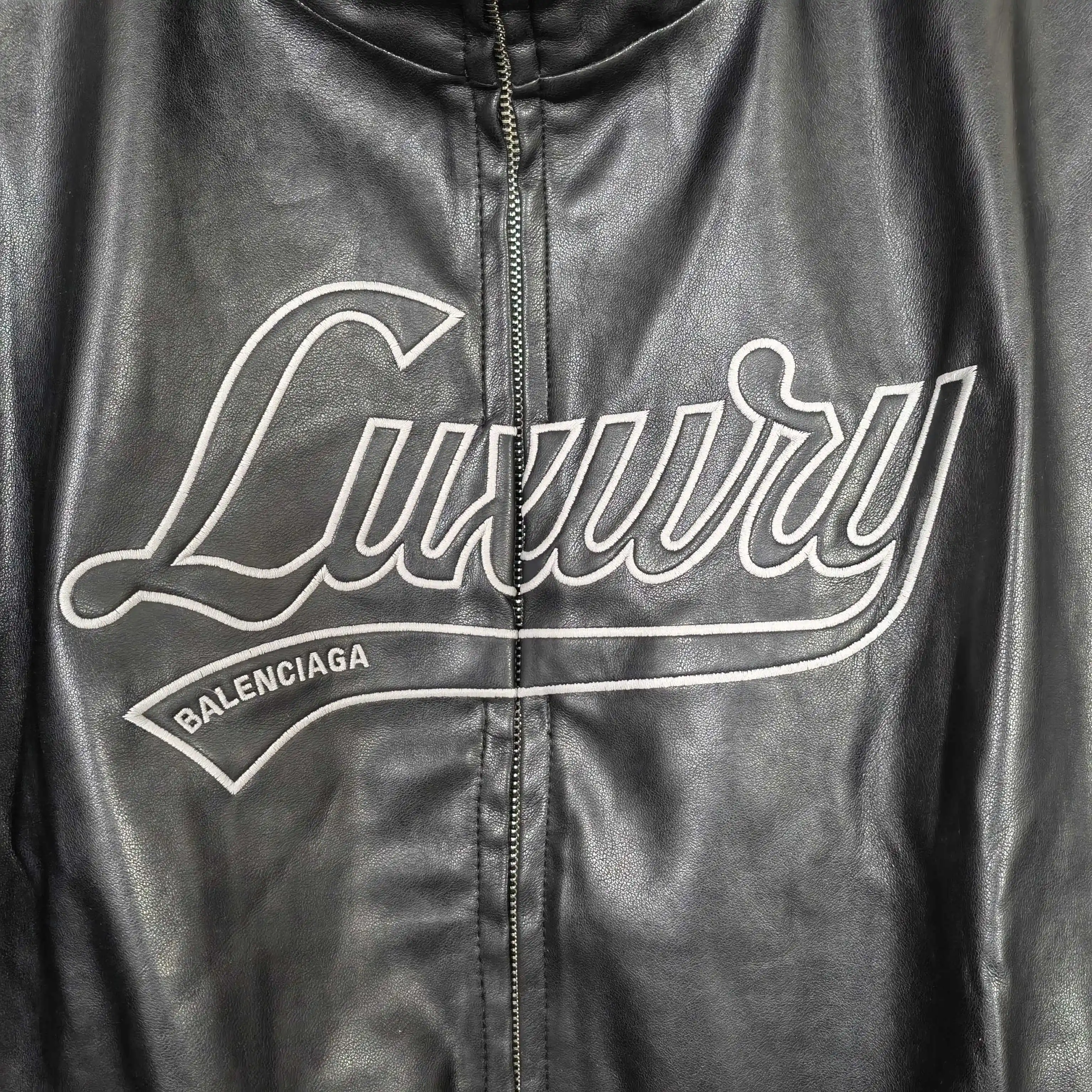 Layered Volume Embroidered Faux-Leather Bomber Jacket D31023166 — view 8