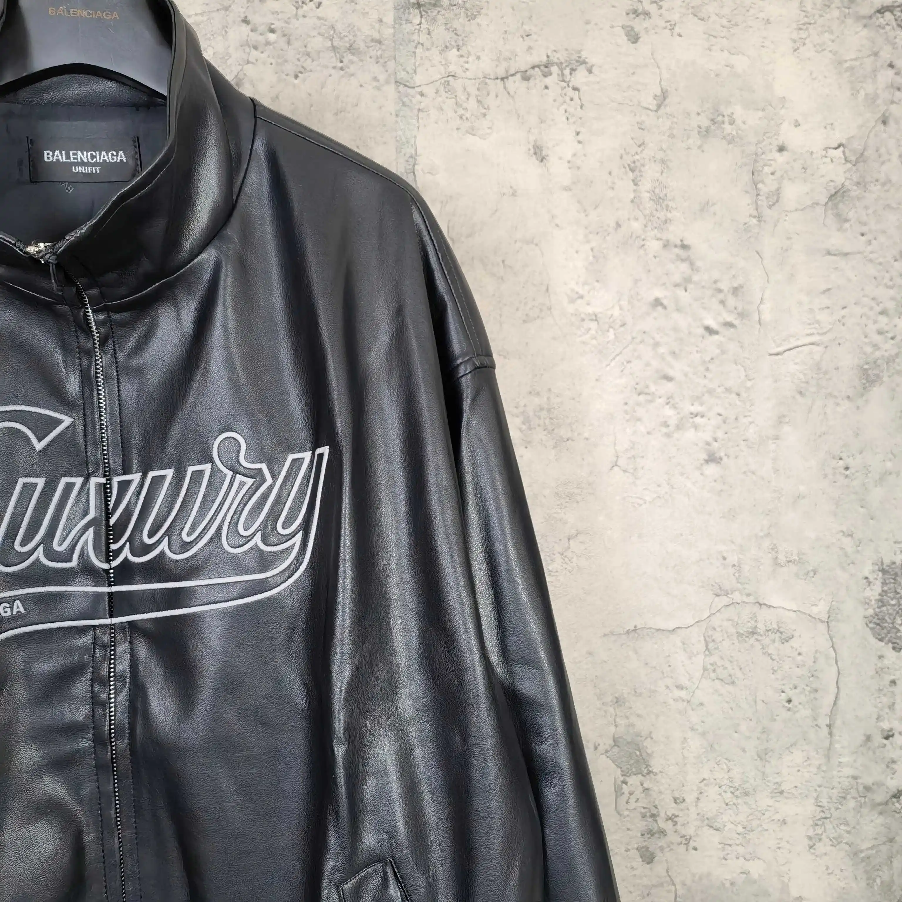 Layered Volume Embroidered Faux-Leather Bomber Jacket D31023166 — view 9
