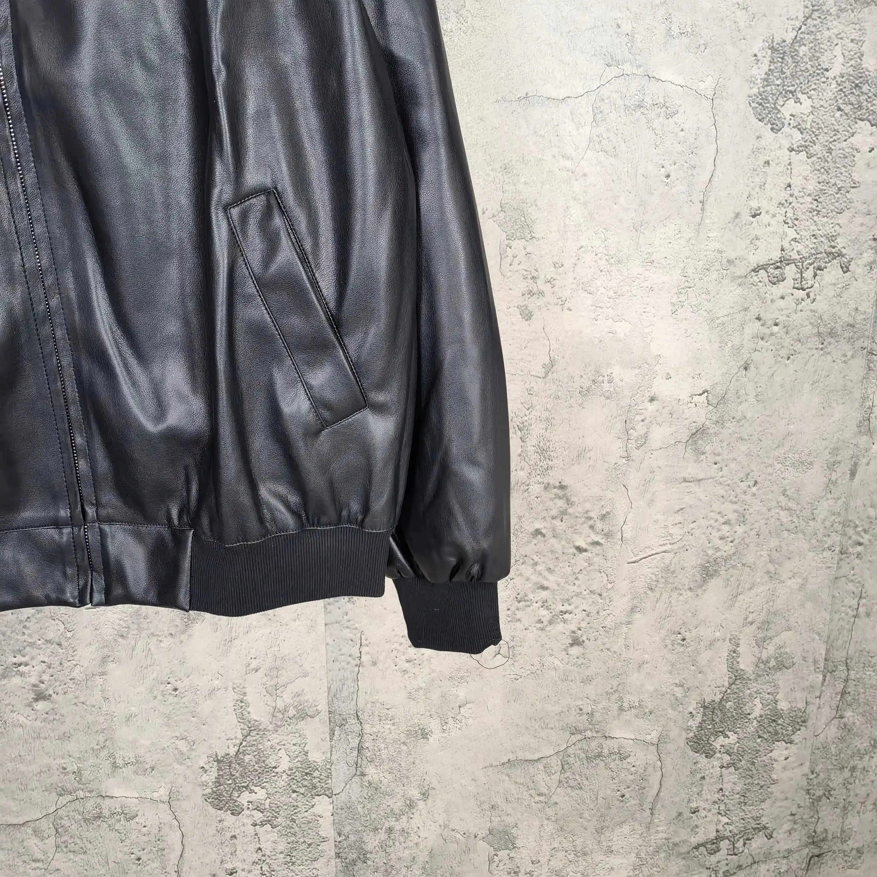 Layered Volume Embroidered Faux-Leather Bomber Jacket D31023166 — view 12