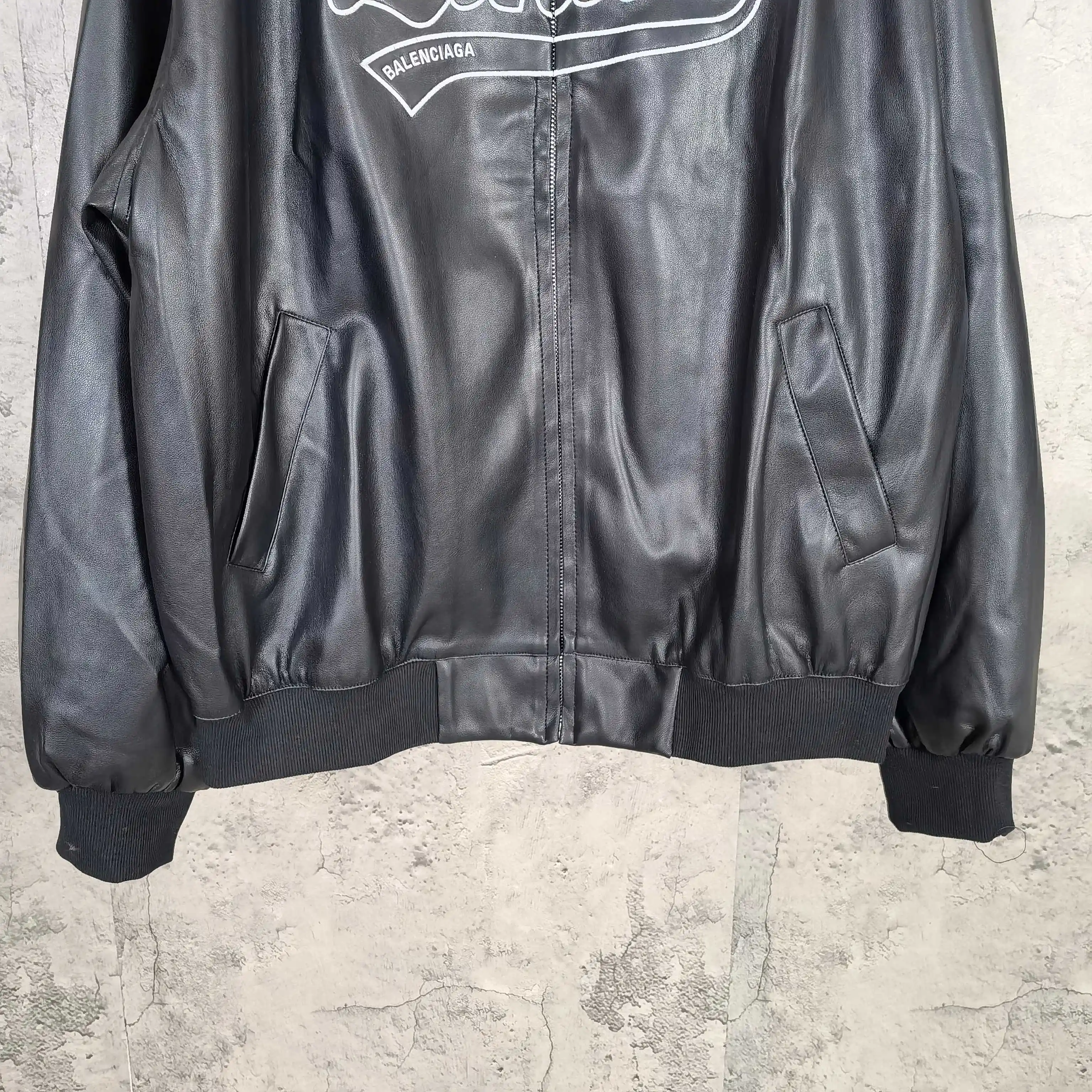 Layered Volume Embroidered Faux-Leather Bomber Jacket D31023166 — view 13
