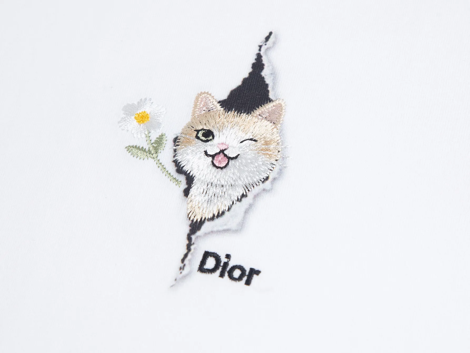 Cat Embroidery Cotton Jersey T-Shirt D10515906 — view 3
