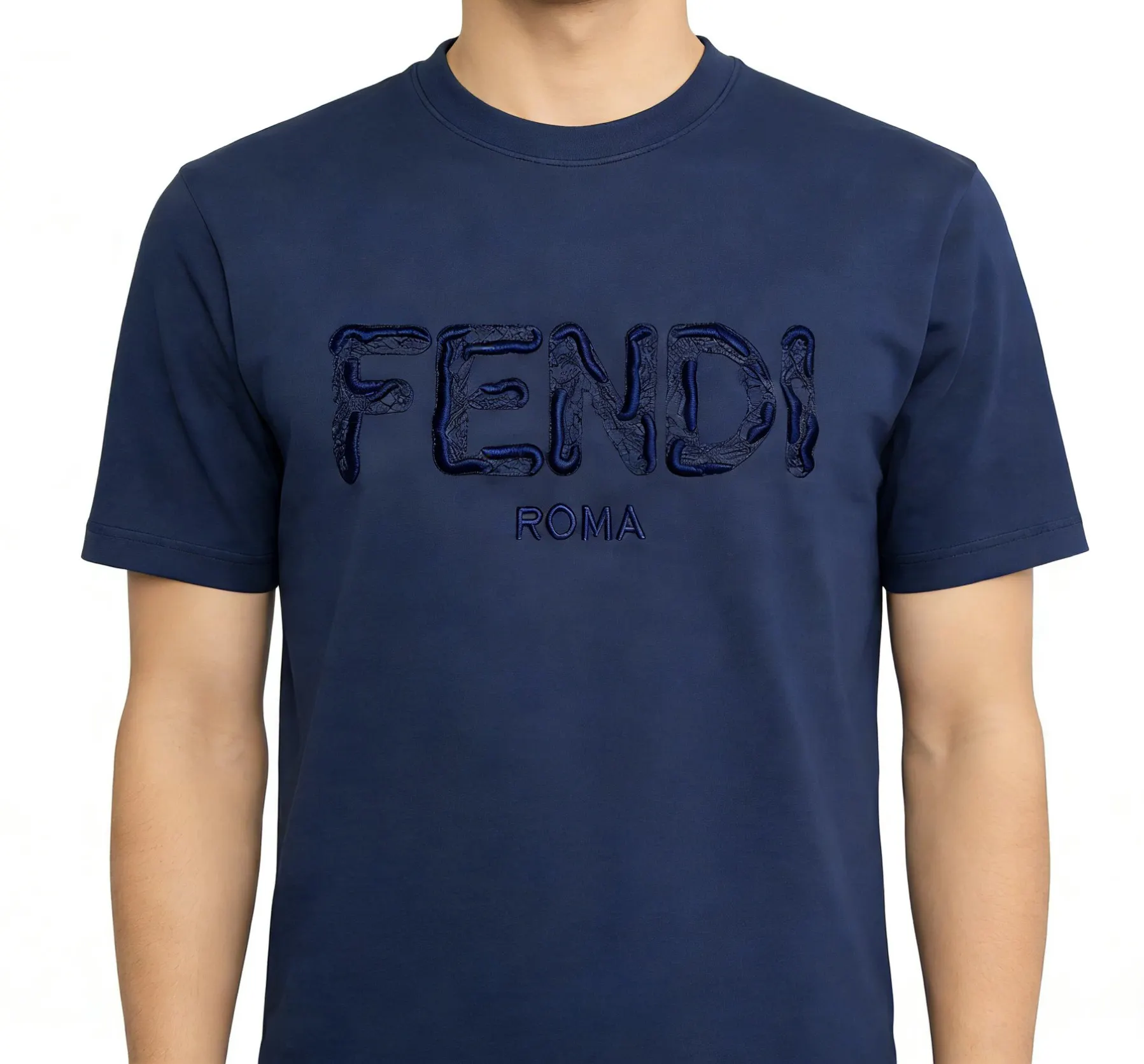Fendi Roma Embroidered Cotton-Jersey T-Shirt D10515905 — view 2