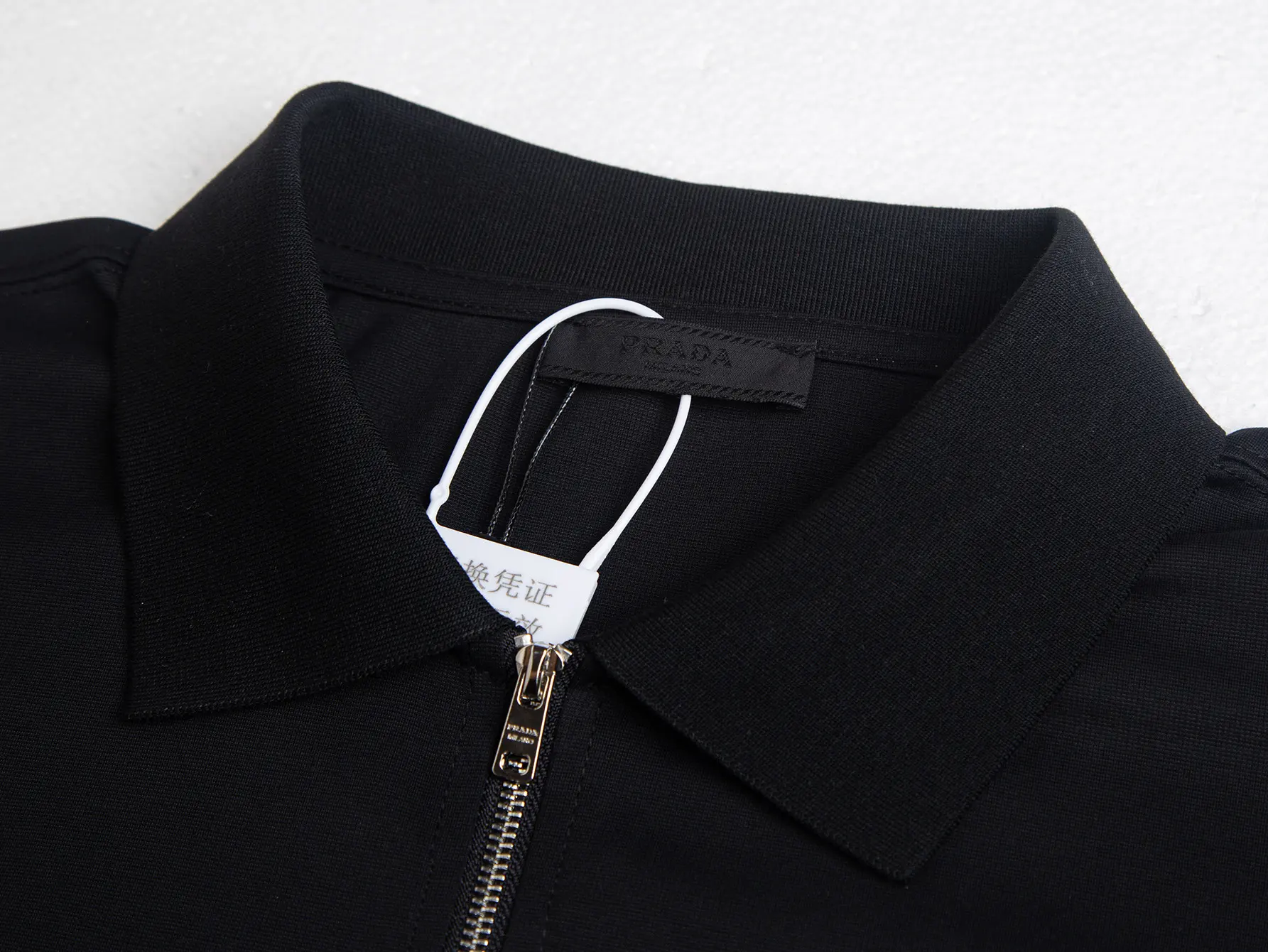 Logo-Badge Zip-Up Cotton Polo Shirt D12015919 — view 4