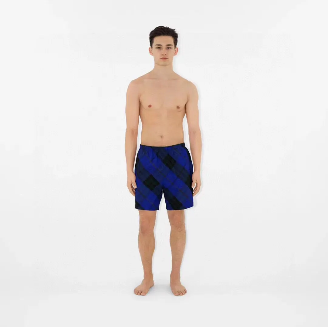 Check Print Drawstring Swim Shorts D12516120 — view 3