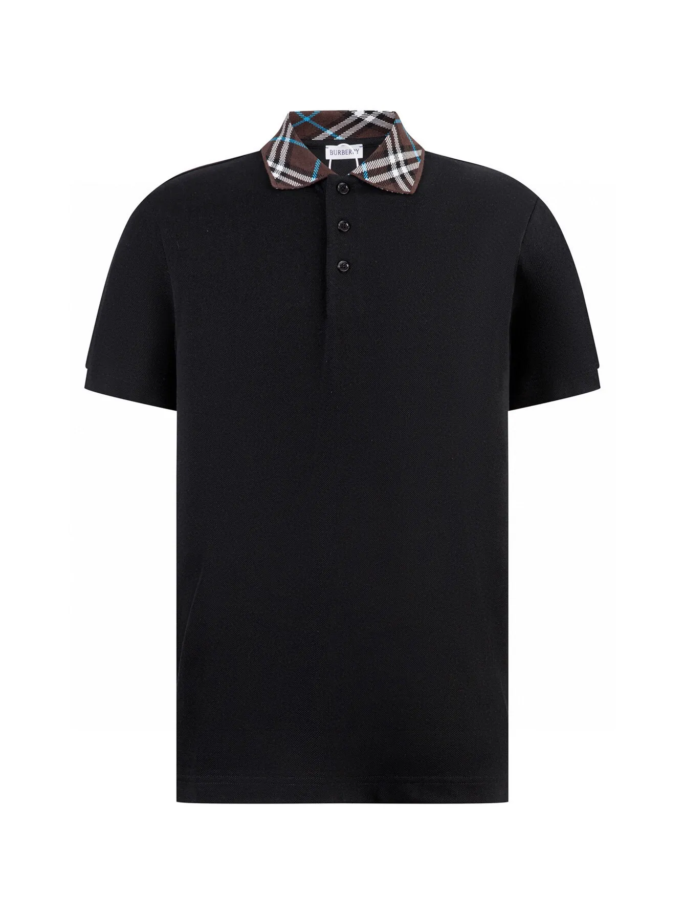 Check-Collar Piqué Cotton Polo Shirt D12515947