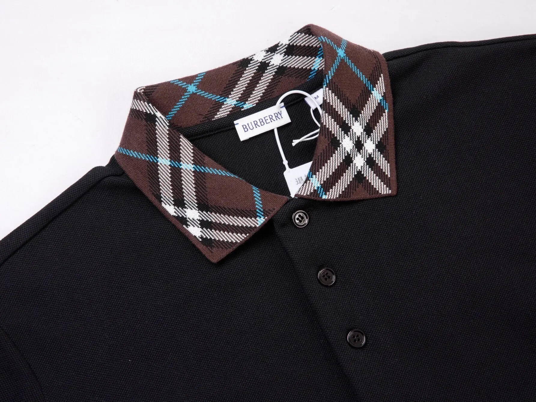 Check-Collar Piqué Cotton Polo Shirt D12515947 — view 3
