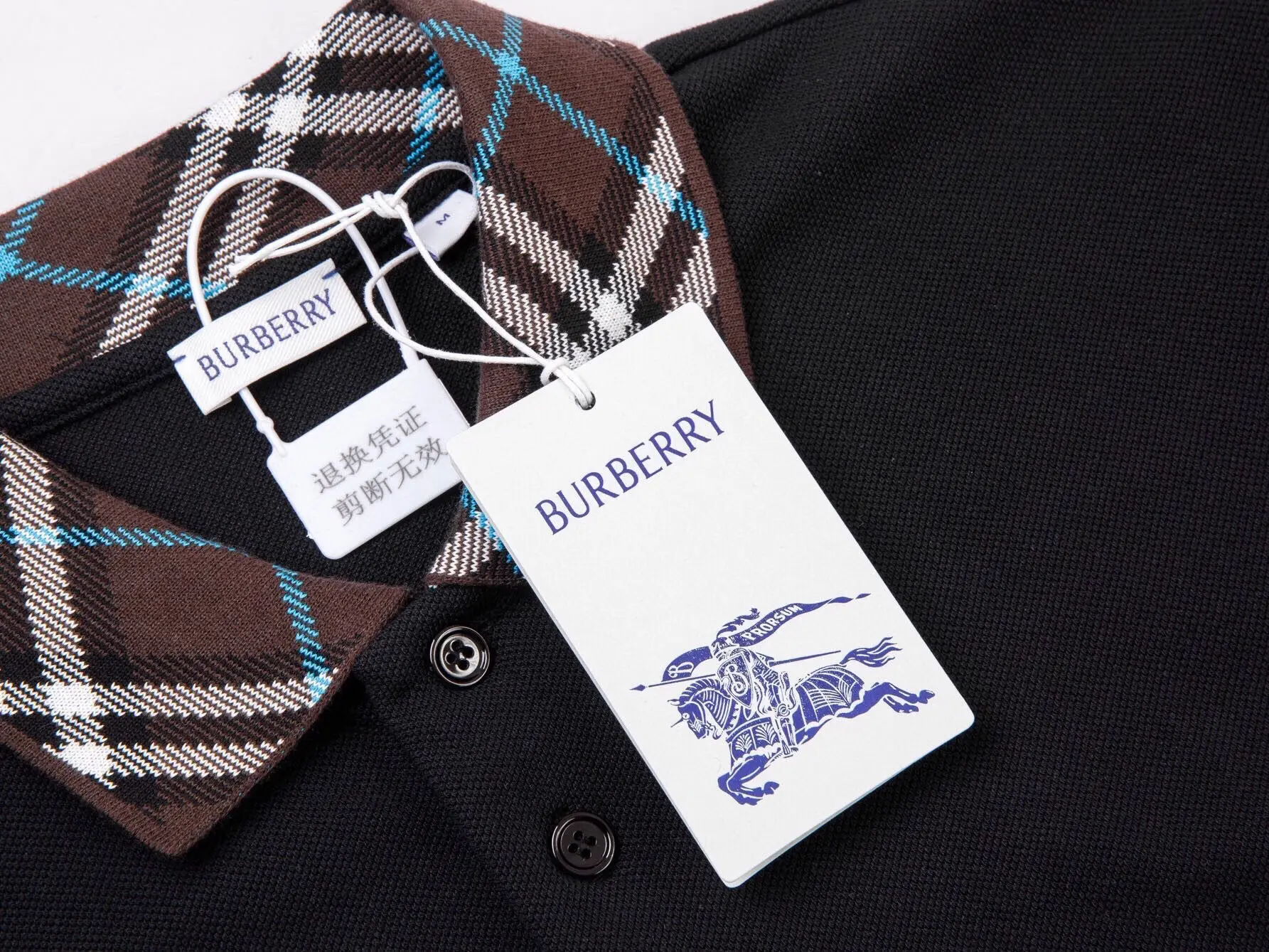 Check-Collar Piqué Cotton Polo Shirt D12515947 — view 4