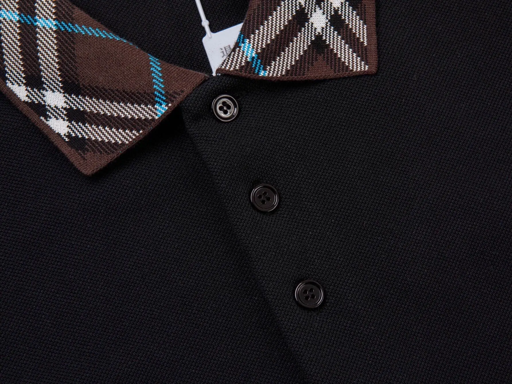 Check-Collar Piqué Cotton Polo Shirt D12515947 — view 5