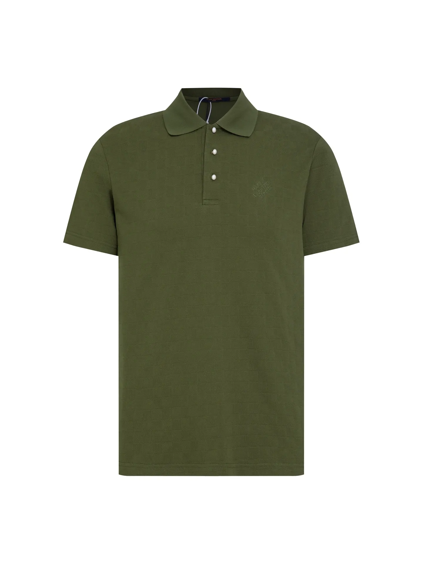 Damier Embroidered Polo Shirt with Pearl Buttons D14015930