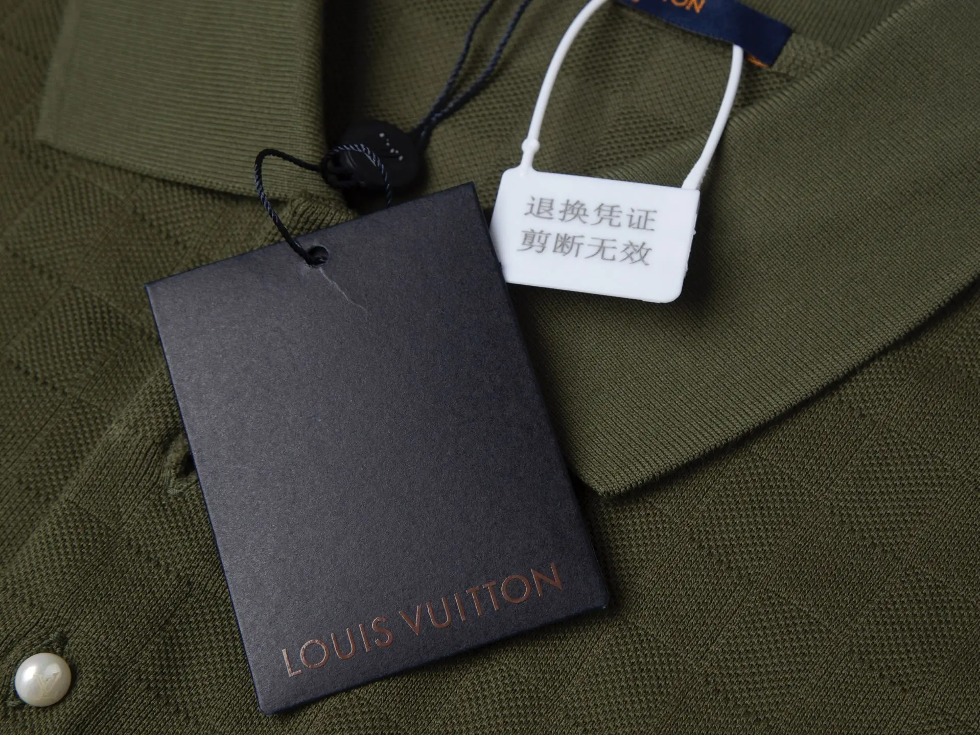 Damier Embroidered Polo Shirt with Pearl Buttons D14015930 — view 6