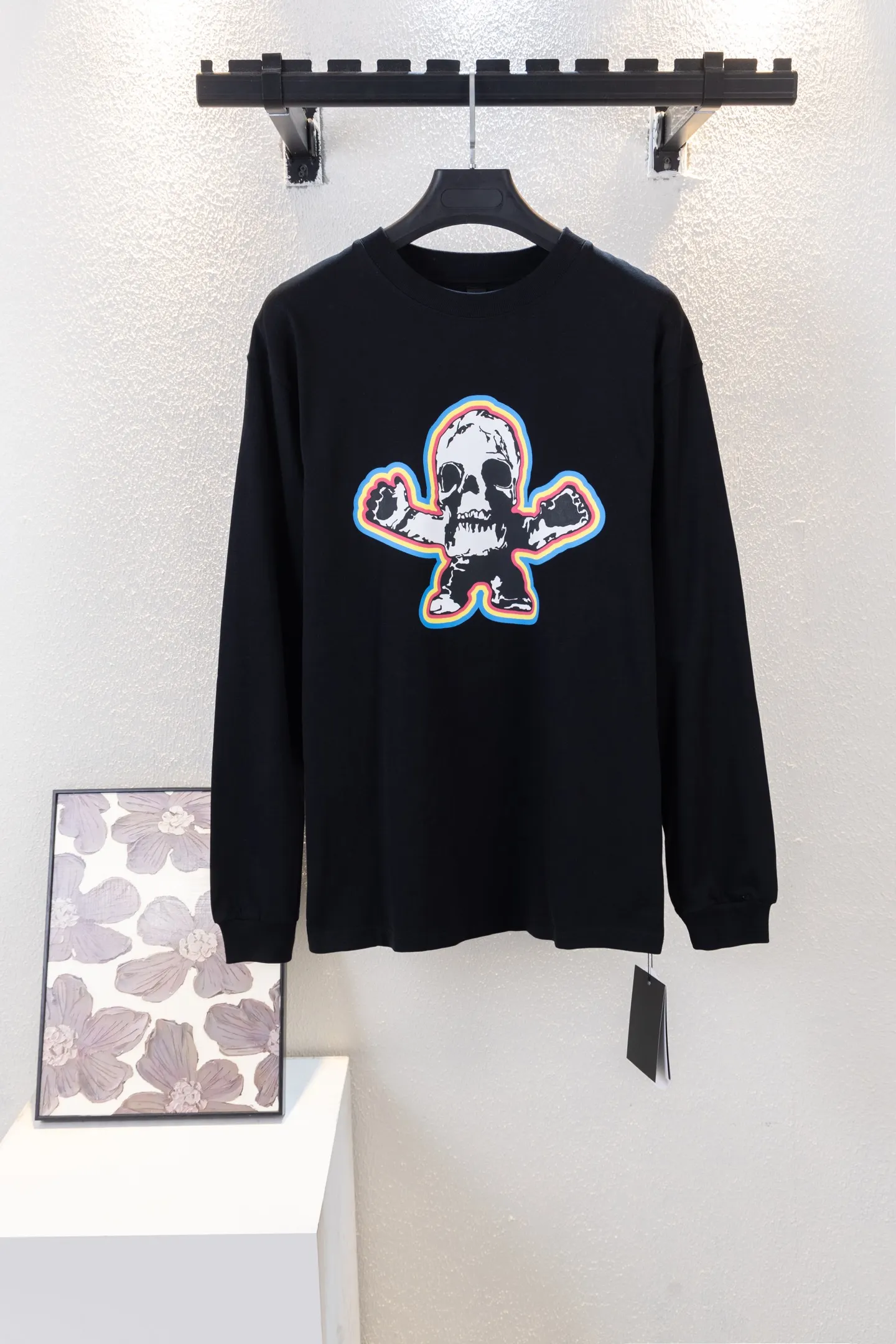 Skull Print Long-Sleeve Cotton T-Shirt D14512247