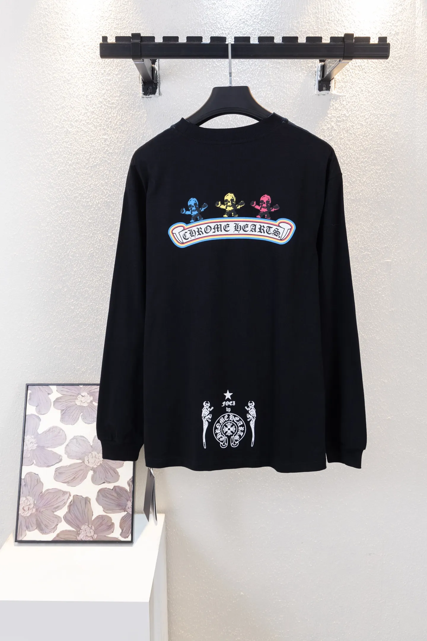Skull Print Long-Sleeve Cotton T-Shirt D14512247 — view 2