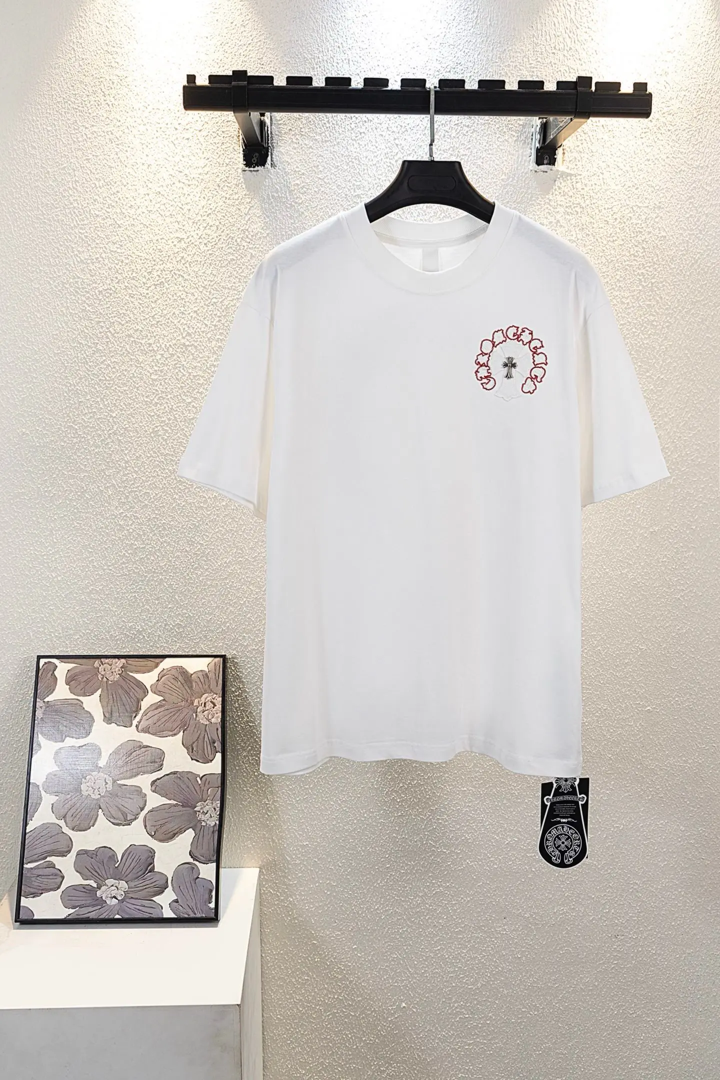 Embroidered Horseshoe Cross Oversized T-Shirt D14511139