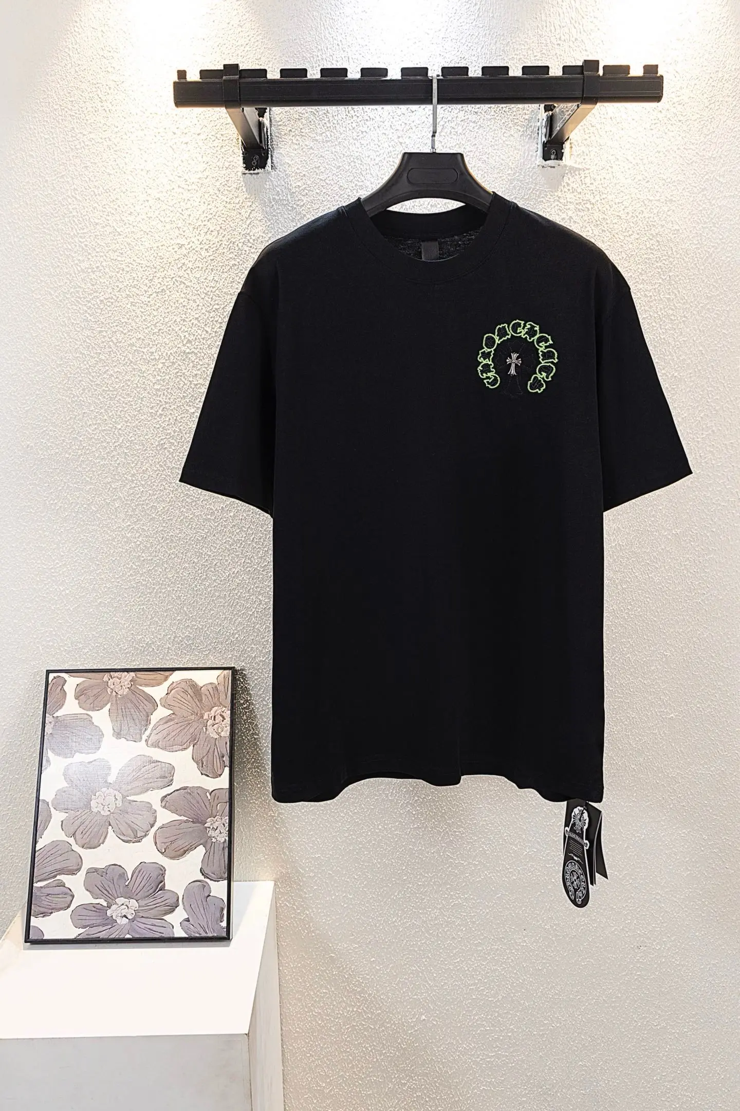 Embroidered Horseshoe Cross Oversized T-Shirt D14511138