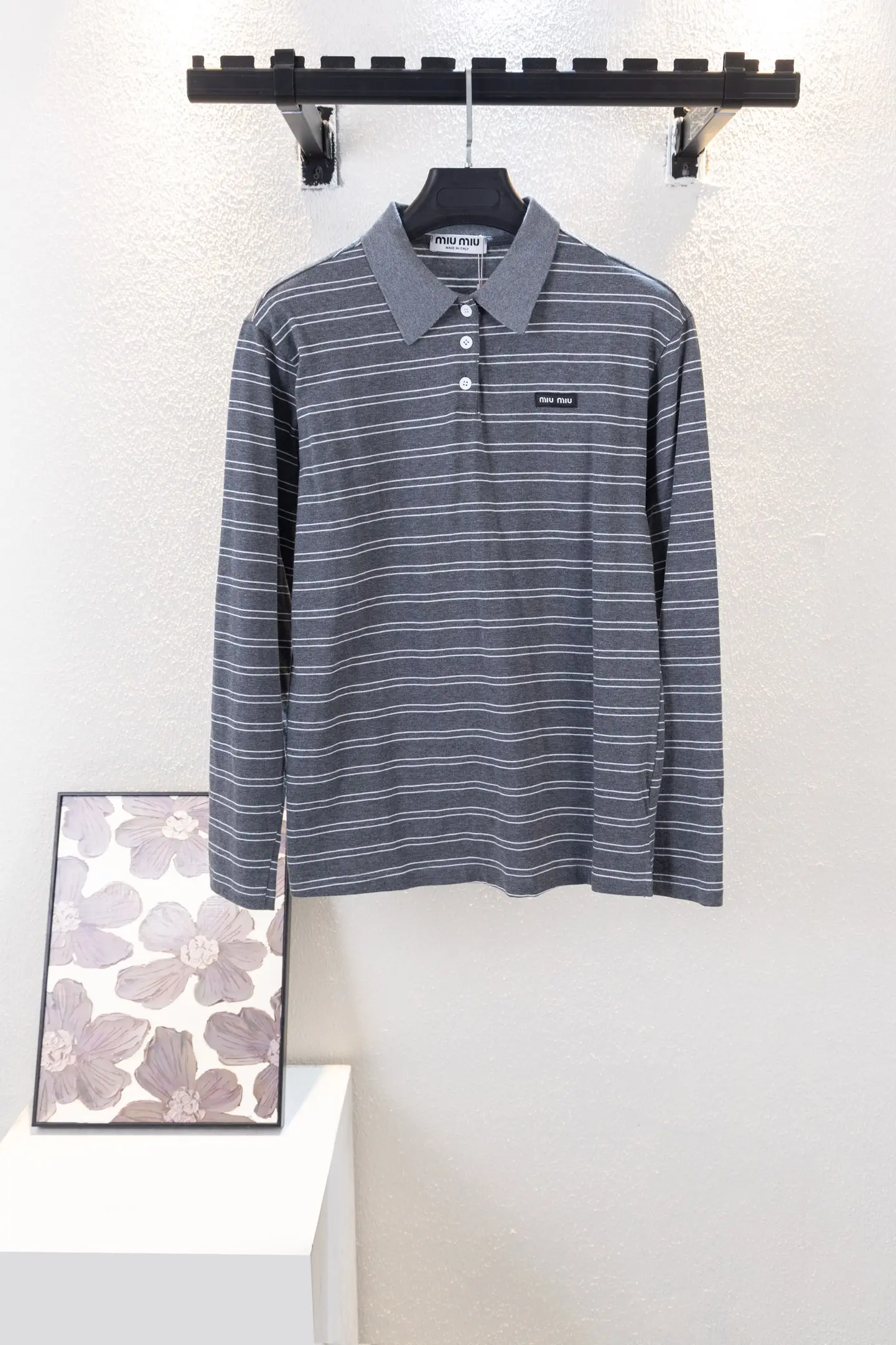 Striped Cotton Long-Sleeved Polo Shirt D14812255