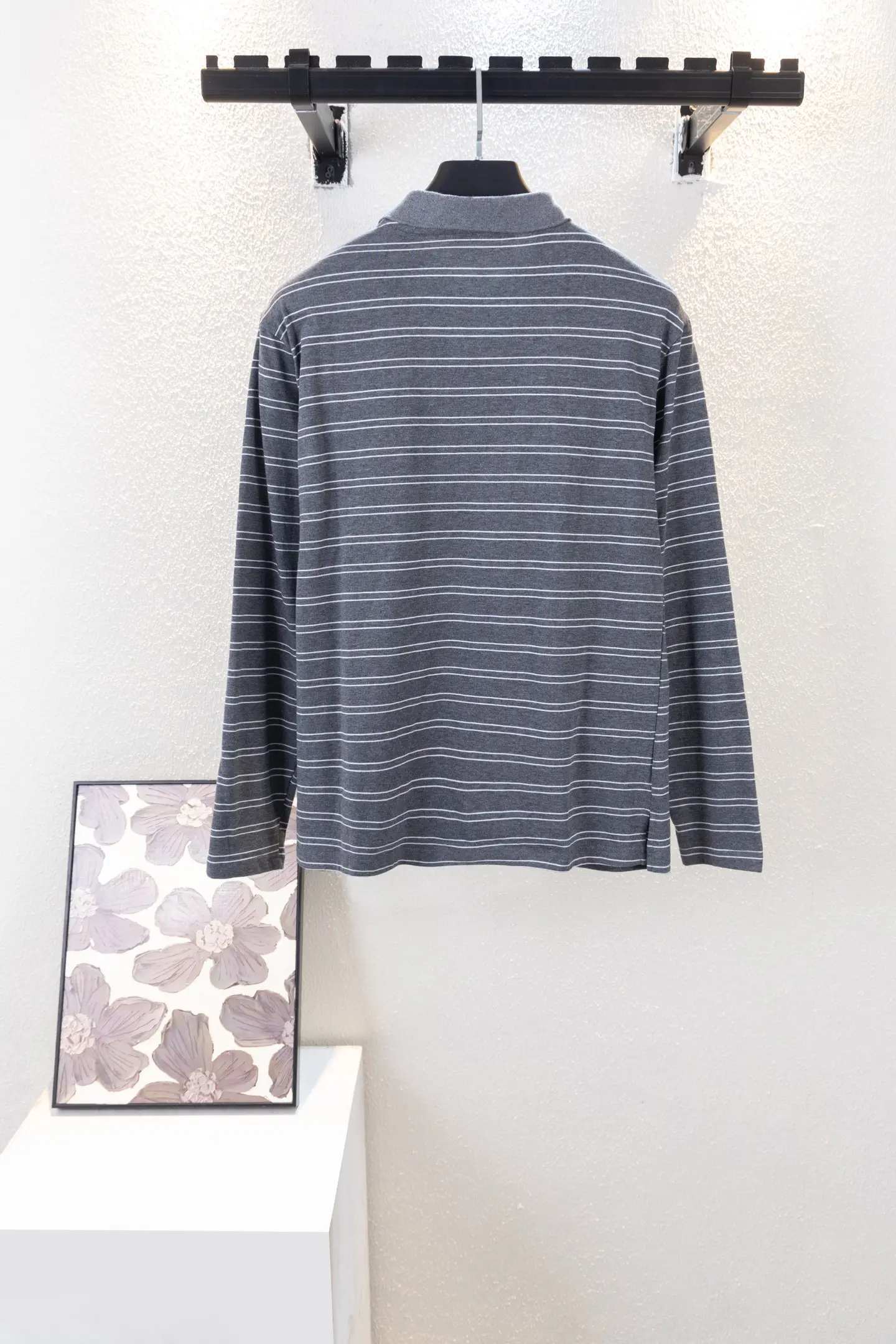 Striped Cotton Long-Sleeved Polo Shirt D14812255 — view 2