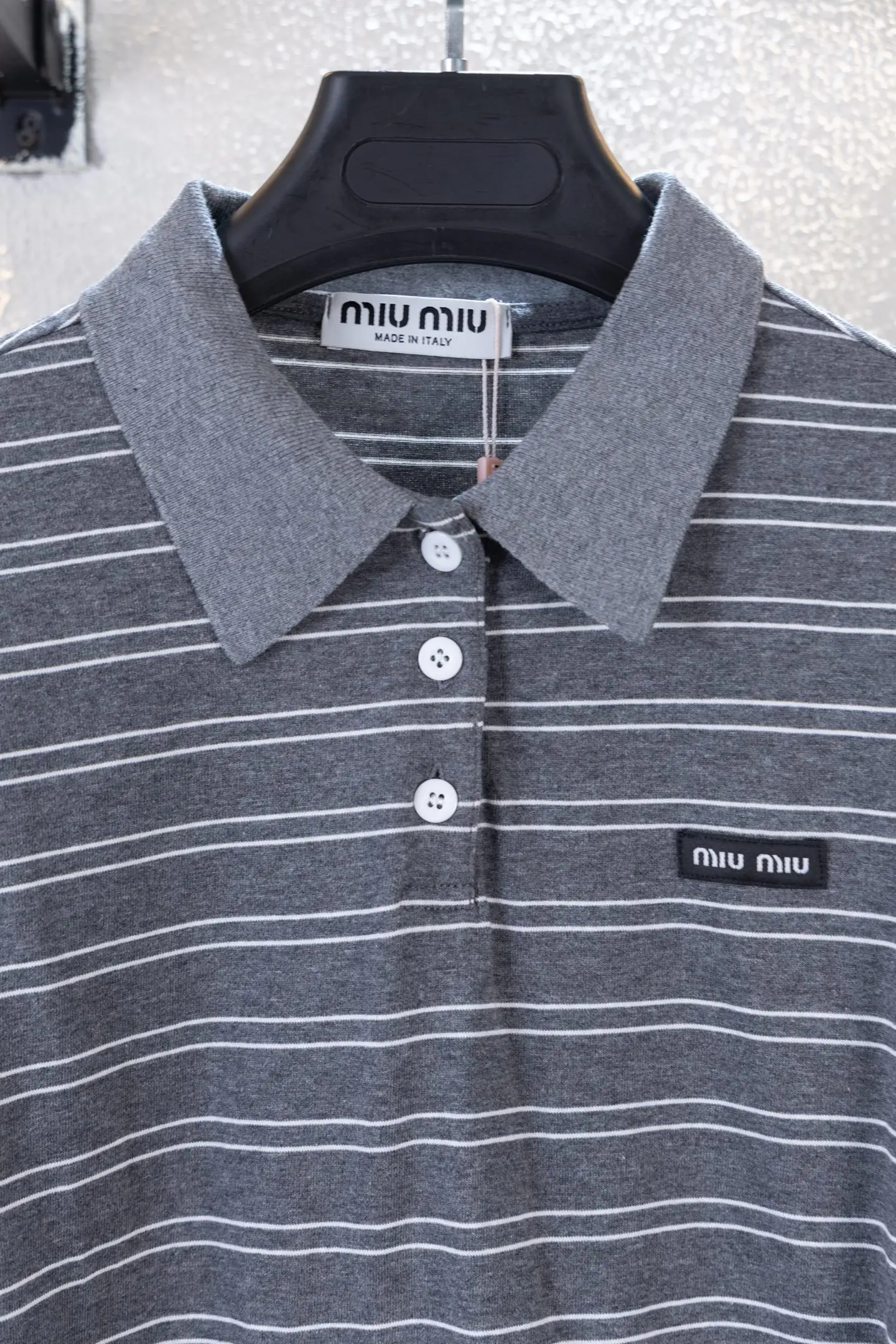 Striped Cotton Long-Sleeved Polo Shirt D14812255 — view 3