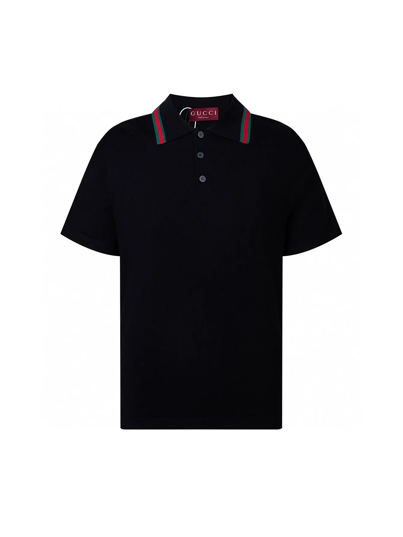 Web-Stripe Trim Wool Polo Shirt D15015928